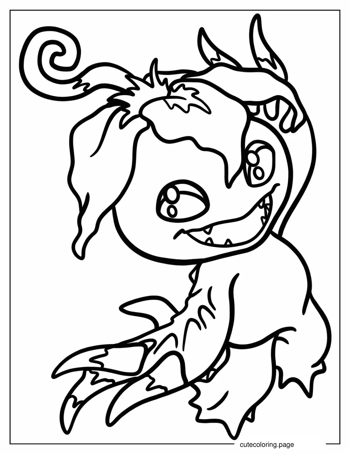 Easy Palmon Outline Coloring Page For Preschoolers coloring page