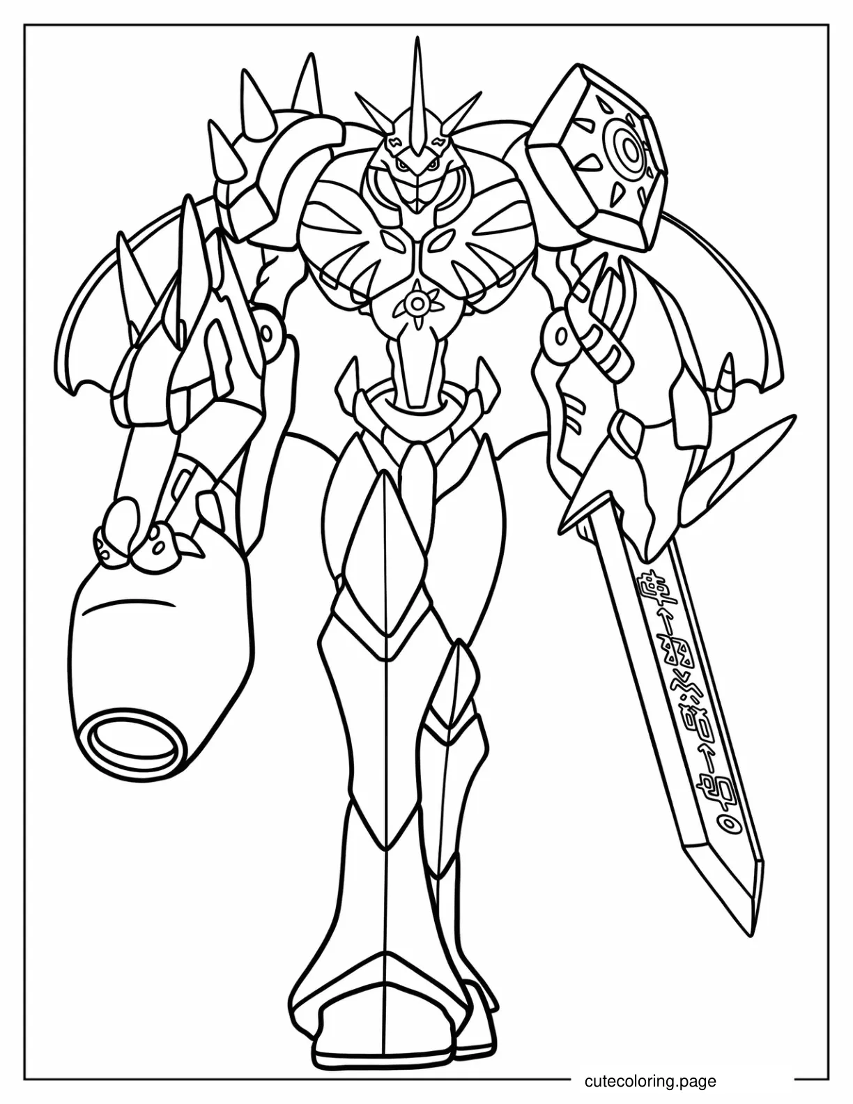 Simple Digimon Omnimon Coloring Sheet coloring page