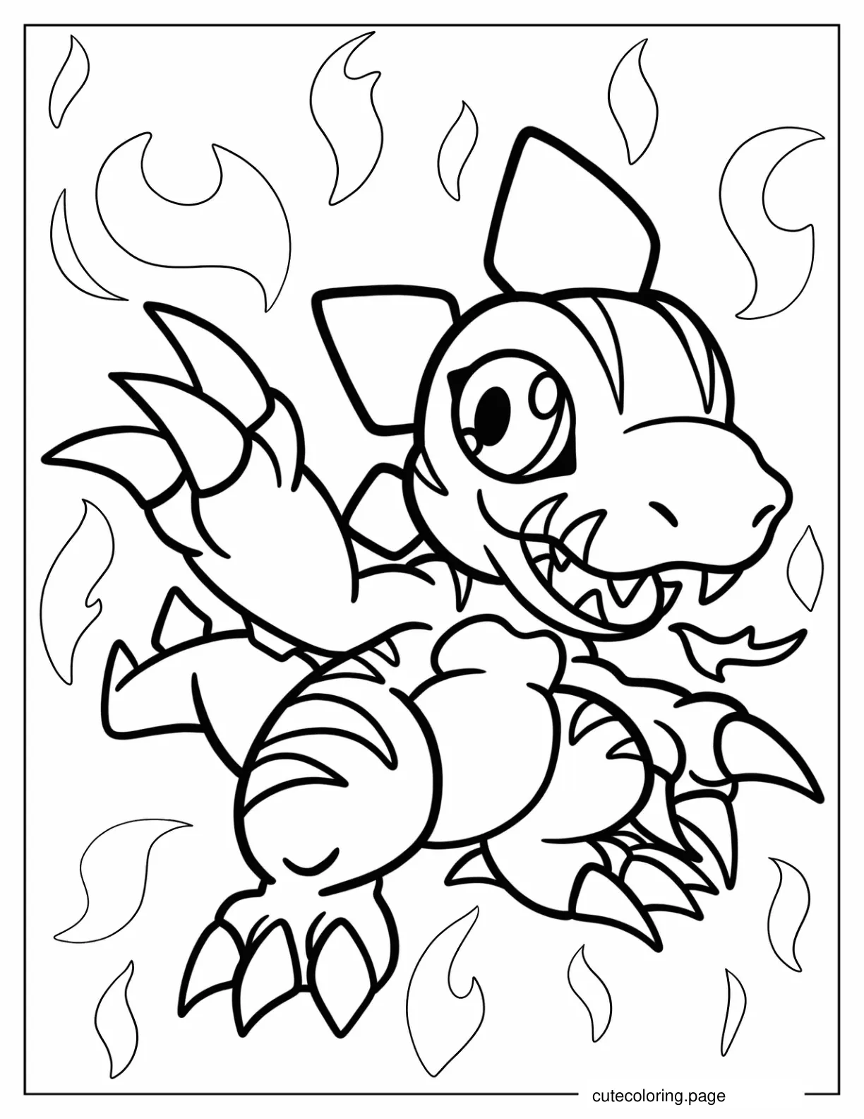 Tyrannomon Surrounded By Flames coloring page