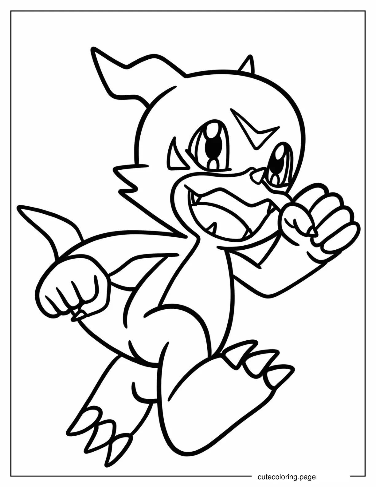 Veemon Happily Running Coloring Sheet For Kids coloring page