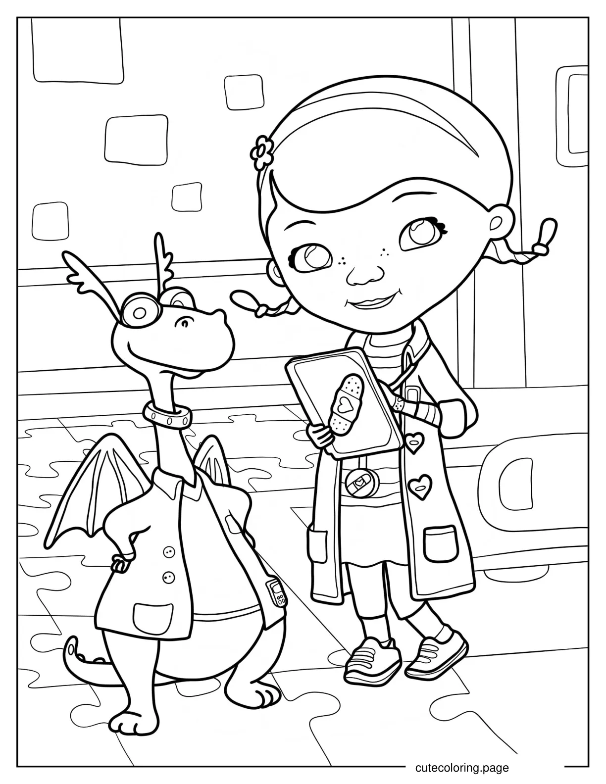 Doc McStuffins And Stuffy In Toy Hospital Coloring Page coloring page