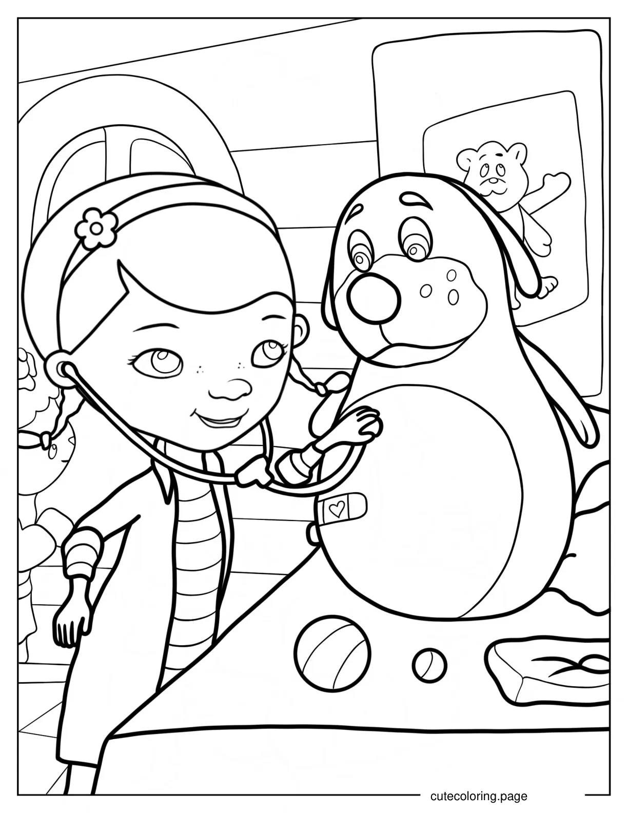 Doc McStuffins Listening To Boppy_s Heartbeat coloring page