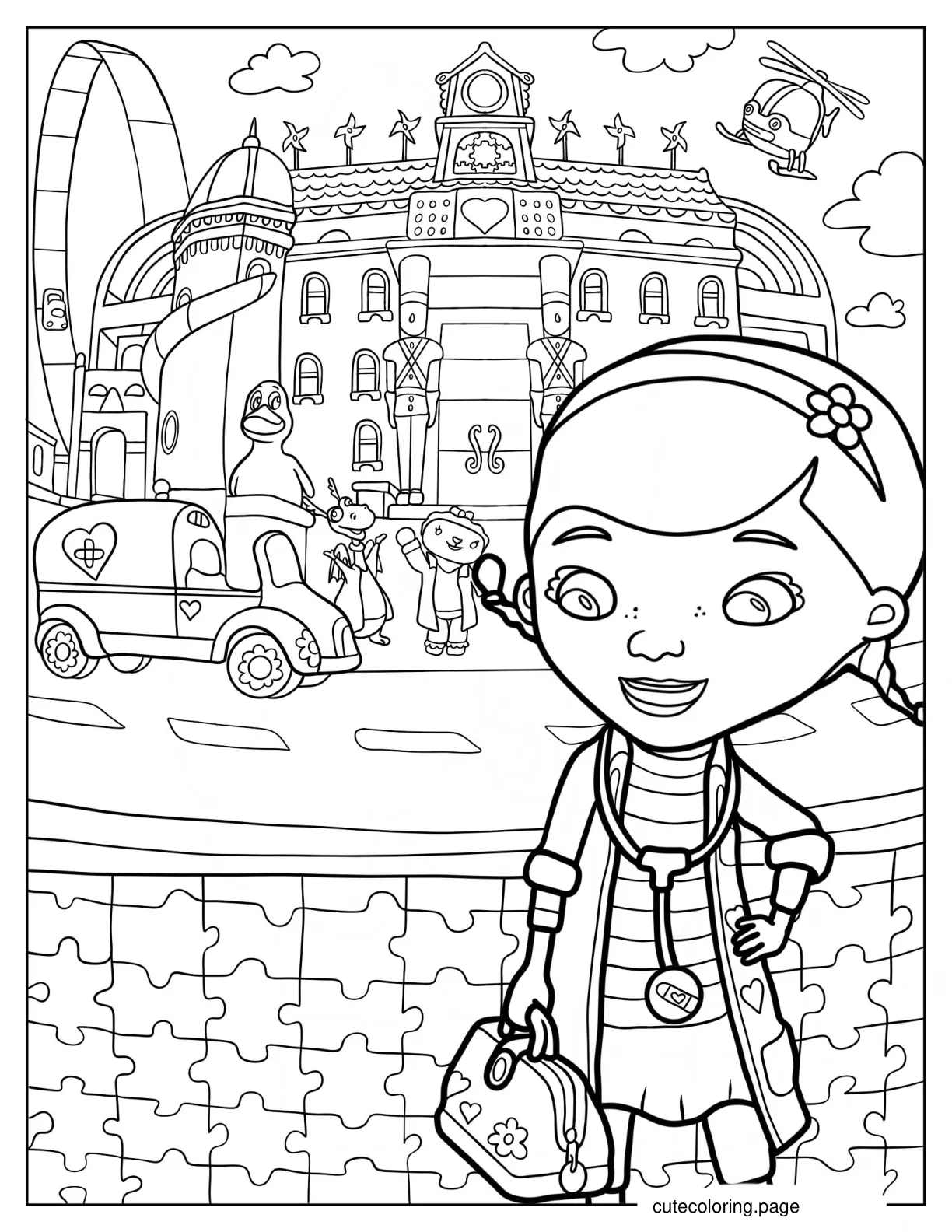 Doc Mcstuffins In McStuffinsville Coloring Sheet coloring page