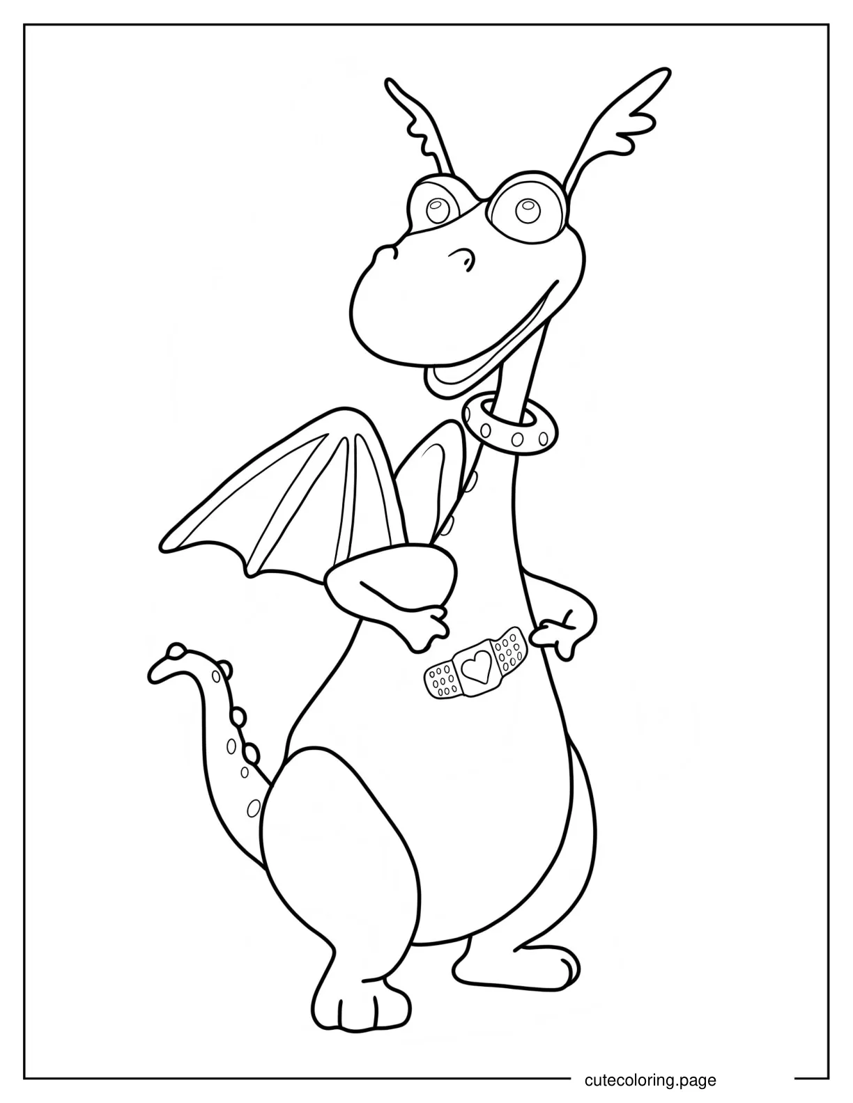 Stuffy The Dragon Wearing Bandage On Chest Coloring Page coloring page