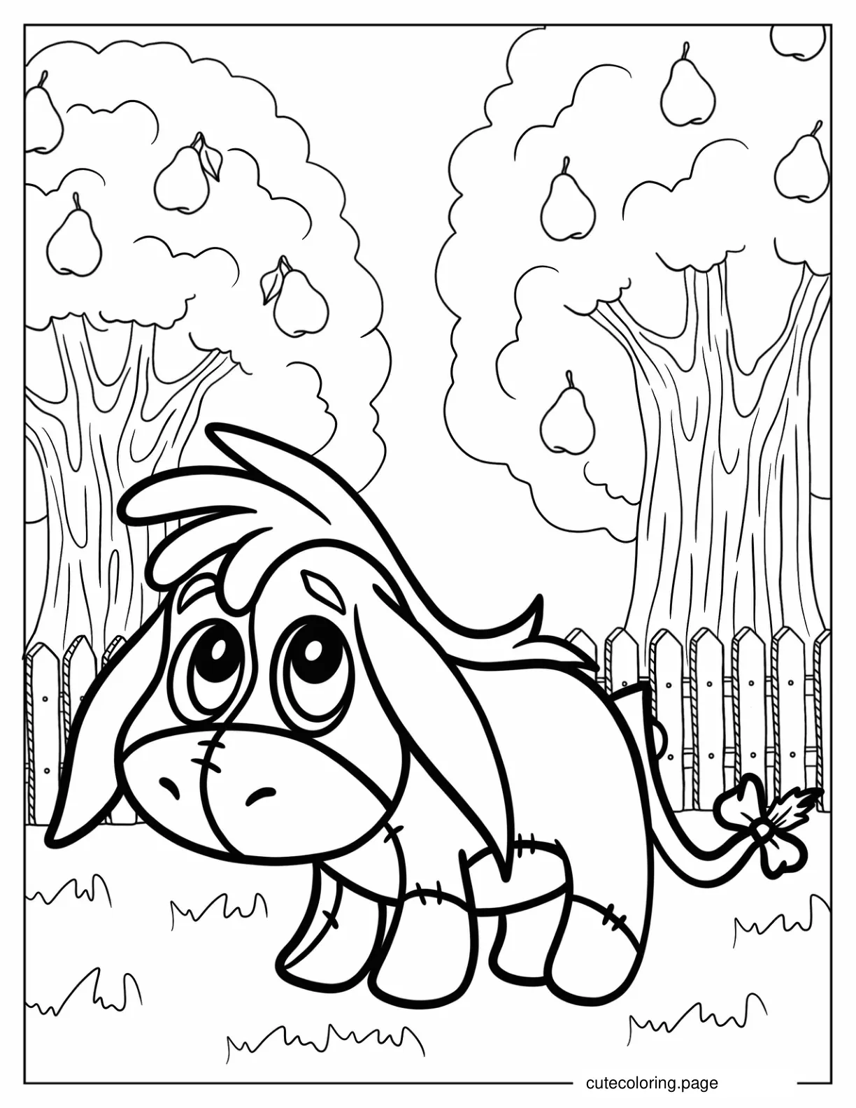 Kawaii Eeyore Coloring Sheet For Preschoolers coloring page