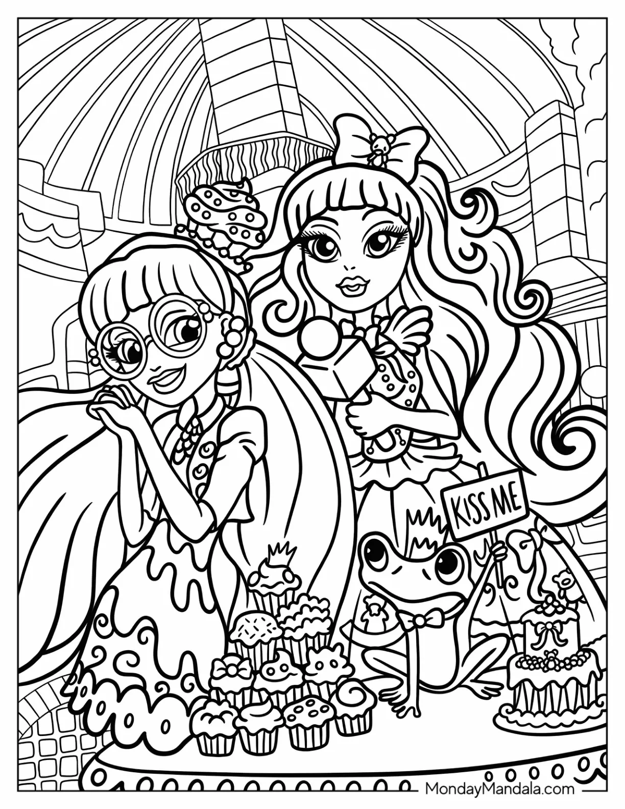 Ginger Breadhouse And Blondie Lockes At Ever After High Coloring Sheet coloring page