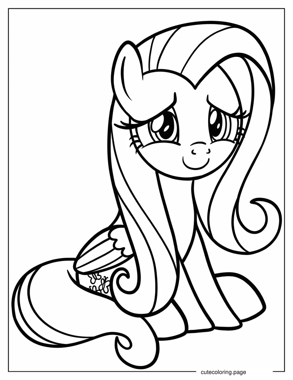 Easy Fluttershy Outline Coloring Sheet For Preschoolers coloring page