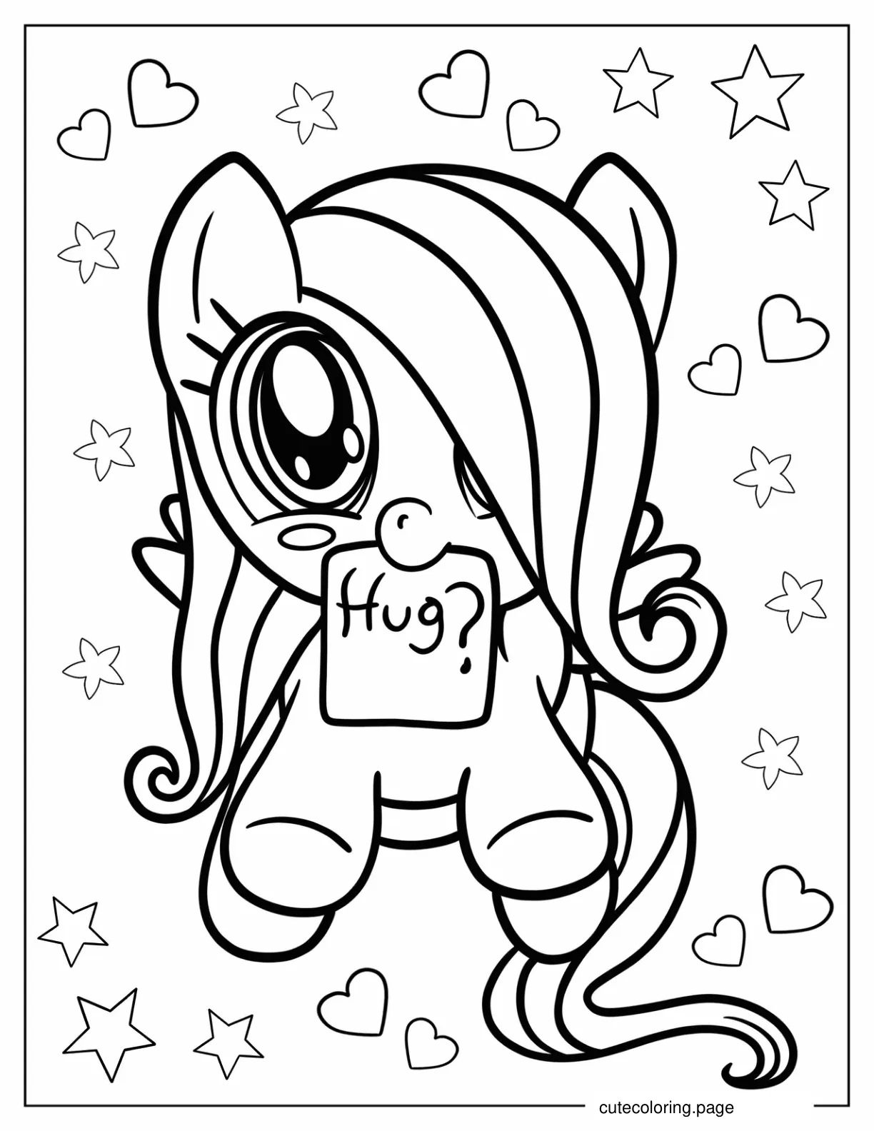 Fluttershy Asking For Hugs Coloring Sheet coloring page