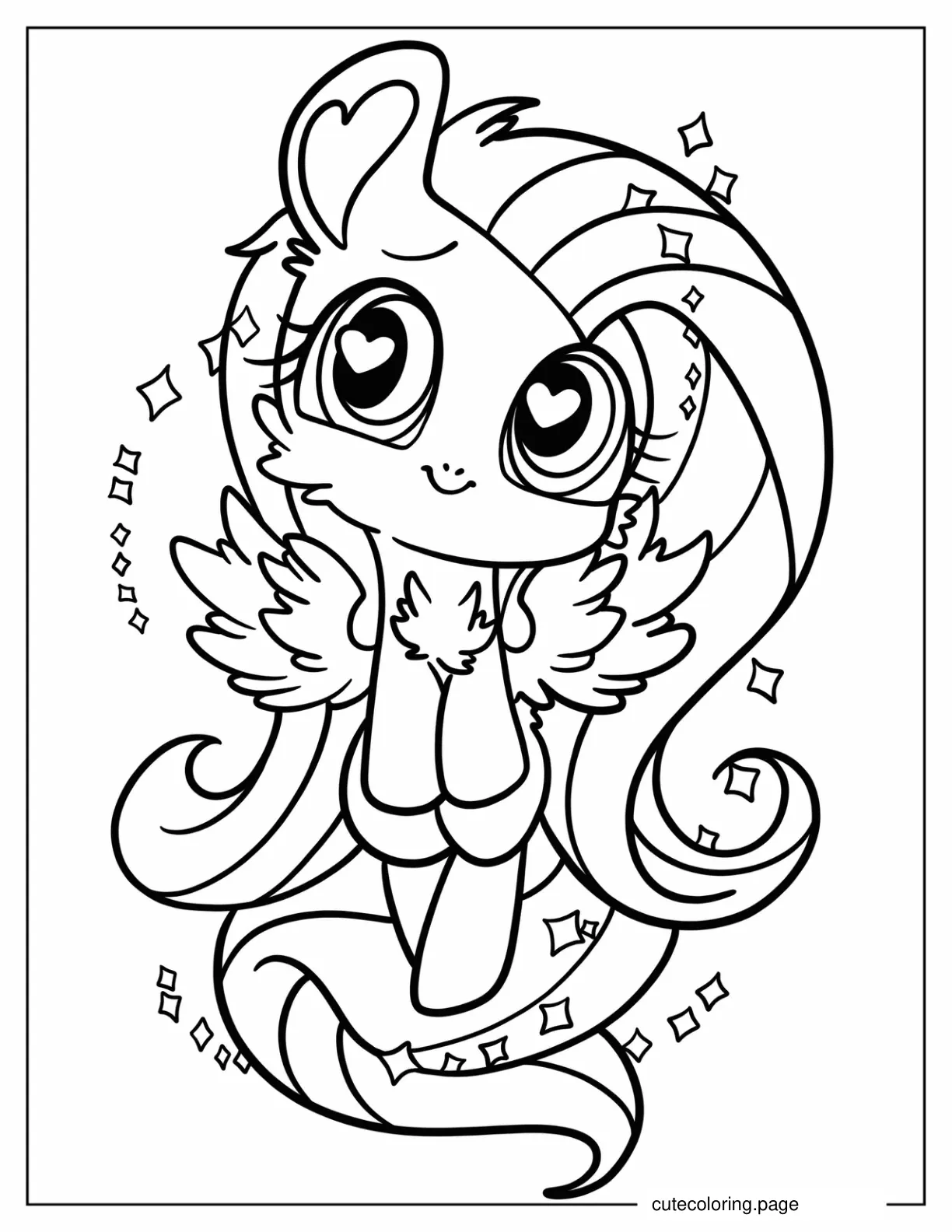 Fluttershy Sparkling With Heart Eyes Coloring Page coloring page