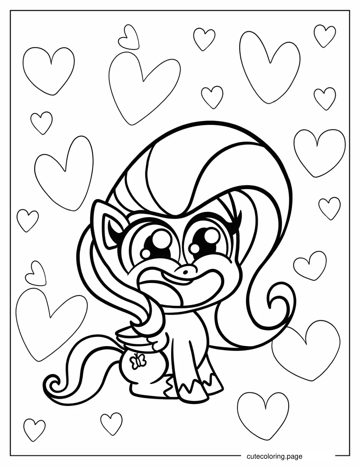 Kawaii Chibi Fluttershy Coloring Sheet For Preschoolers coloring page