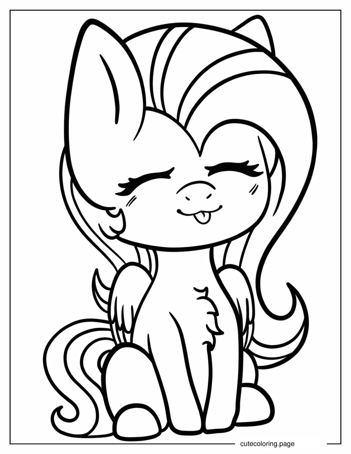 Kawaii Fluttershy Sticking Her Tongue Out coloring page