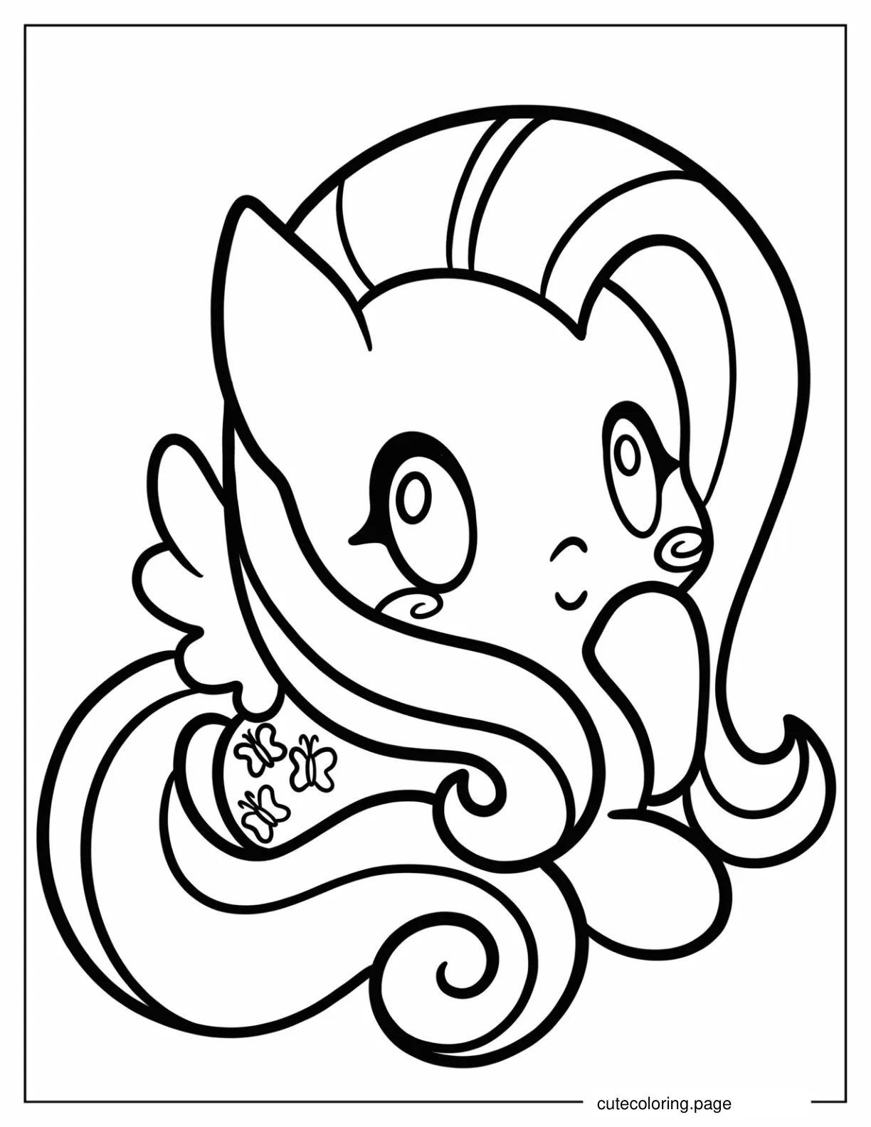 Simple Fluttershy Coloring Sheet For Preschoolers coloring page