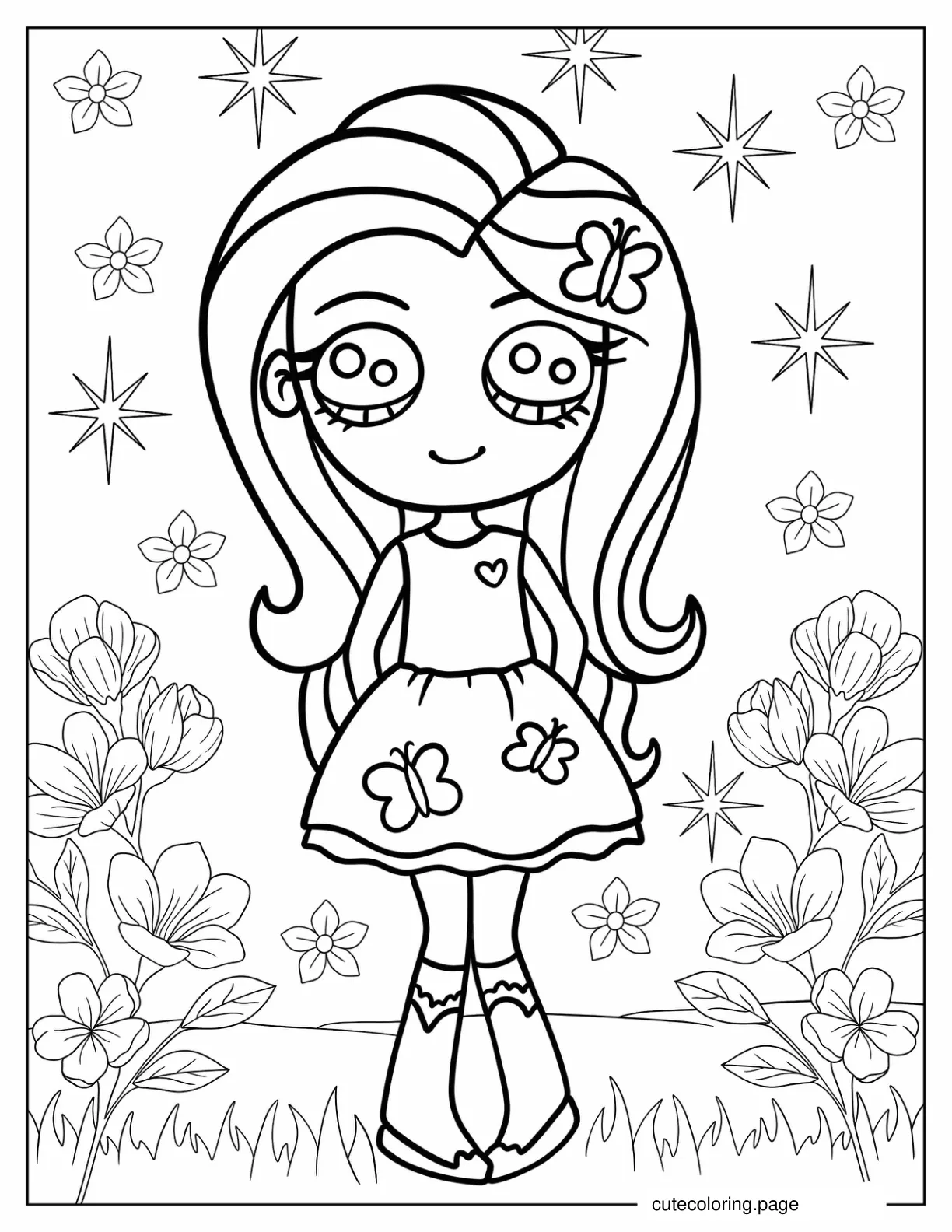 Simple Fluttershy Equestria Girls Coloring Page For Kids coloring page