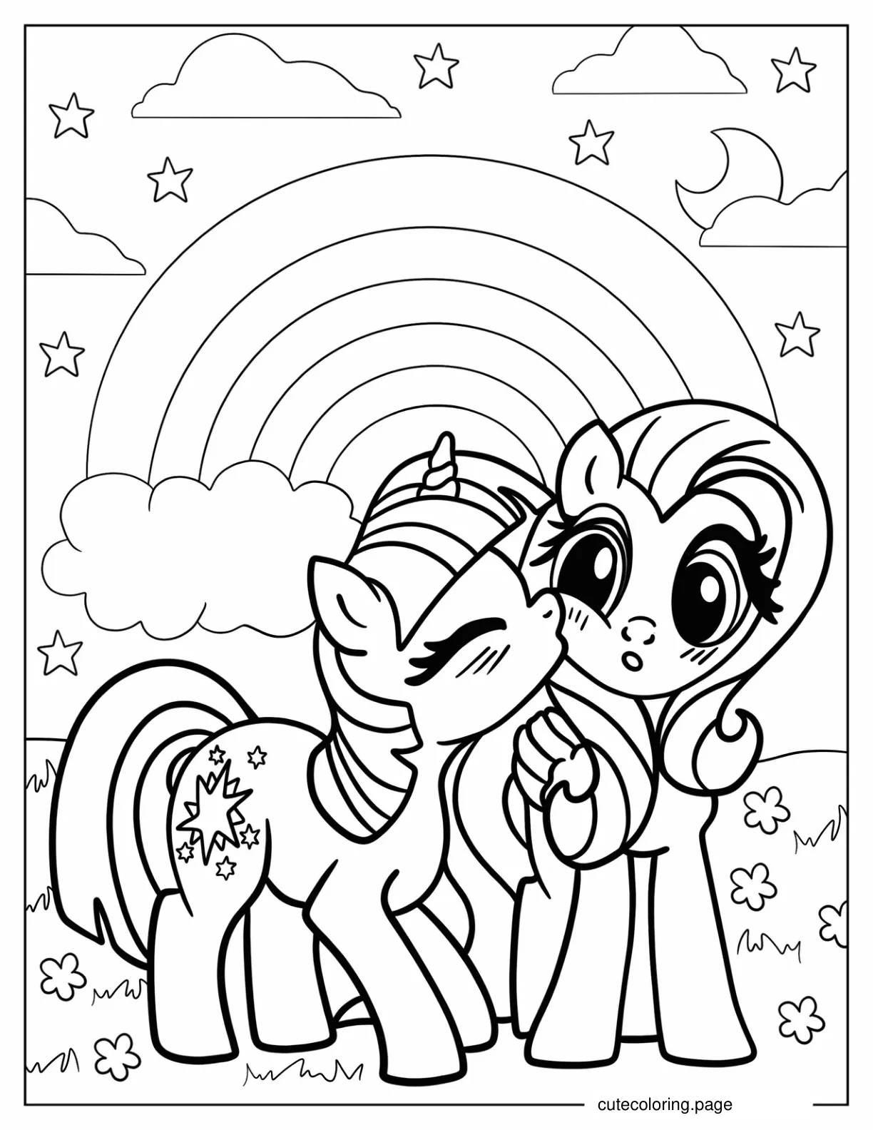 Twilight Spakle Kissing Fluttershy_s Cheek coloring page