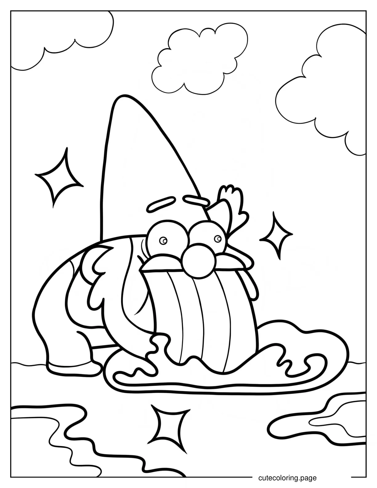 Gnome Throwing Up Rainbow coloring page