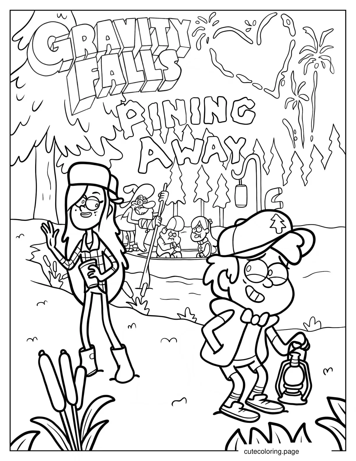 Gravity Falls Pining Away Poster With Connor And Dipper coloring page