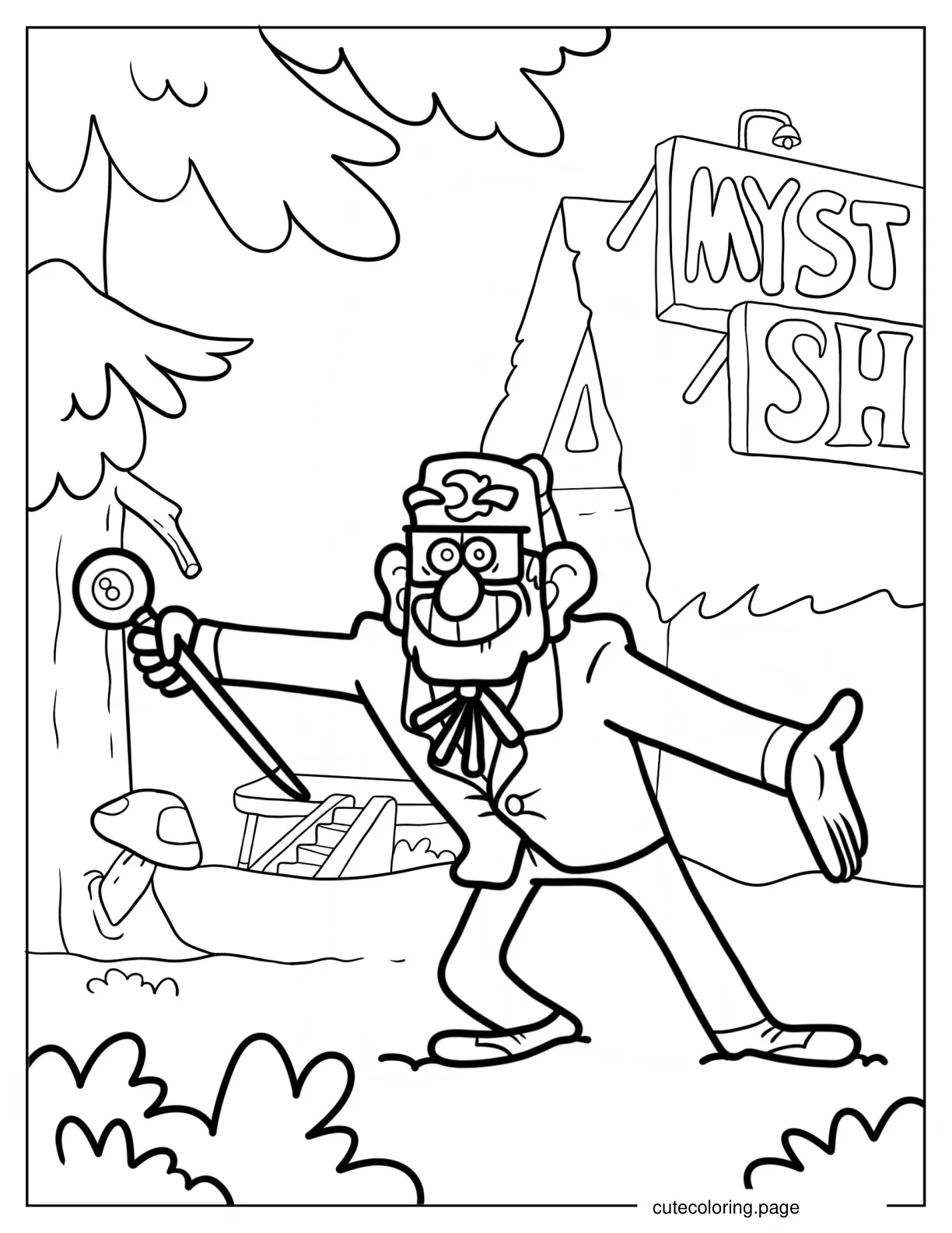 Grunkle Stan Pines In Gravity Falls Coloring Page coloring page