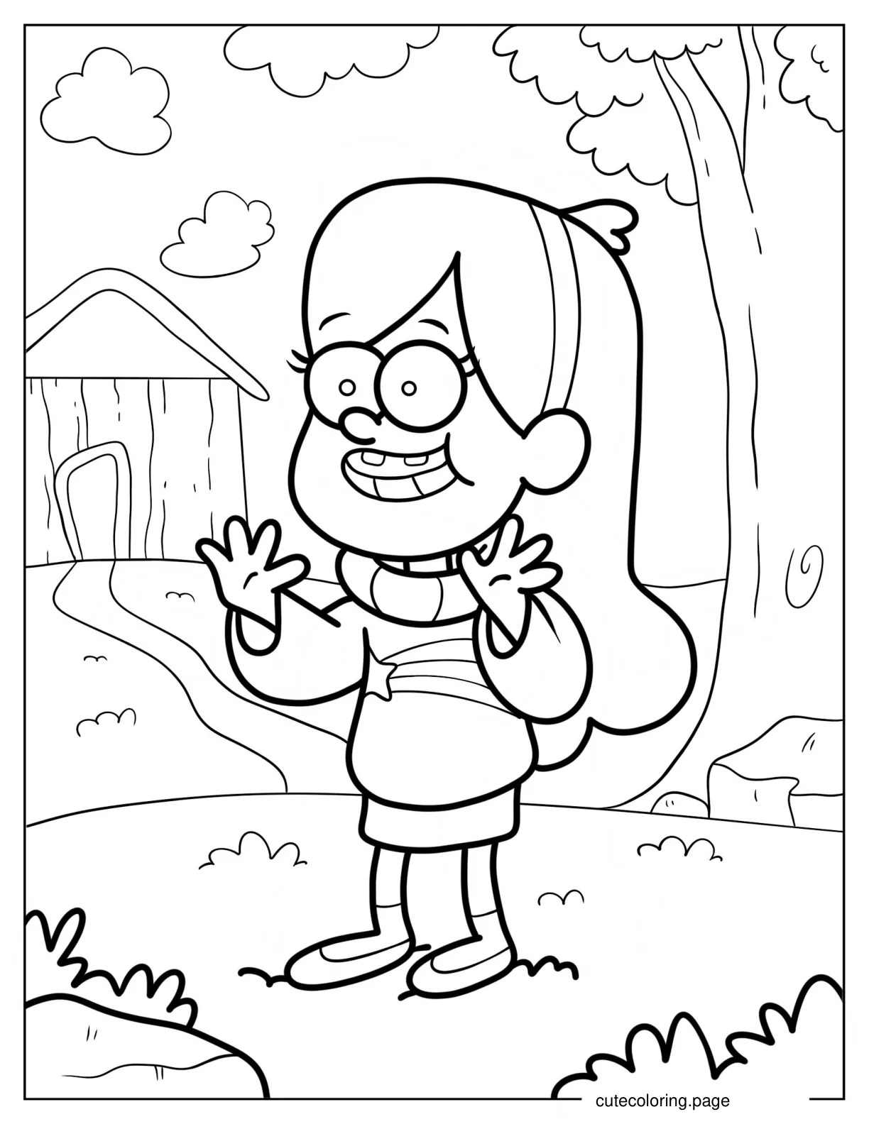 Simple Mabel Pines Outline Coloring Sheet For Kids coloring page