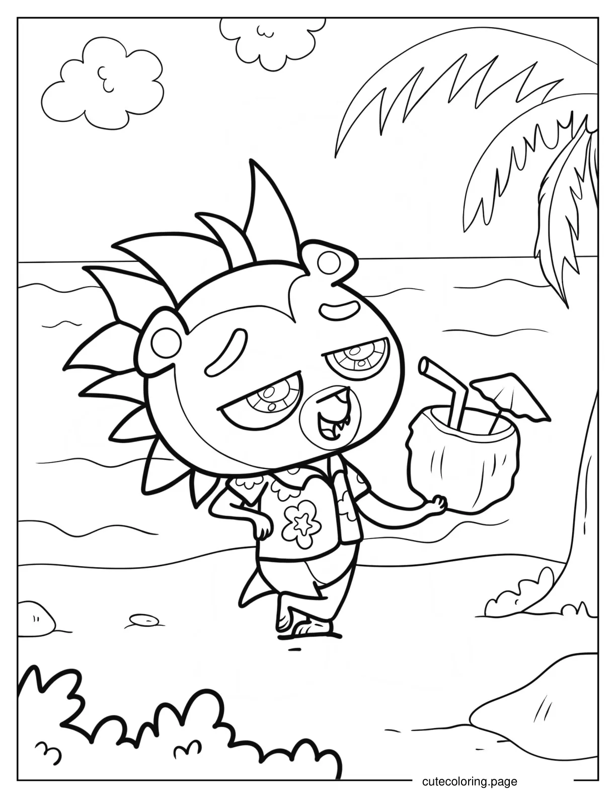 Russel Ferguson Sipping Drink At The Beach coloring page