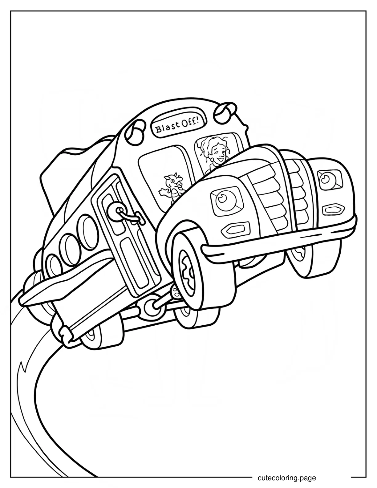 Easy Magic School Bus Outline Coloring Sheet For Kids coloring page