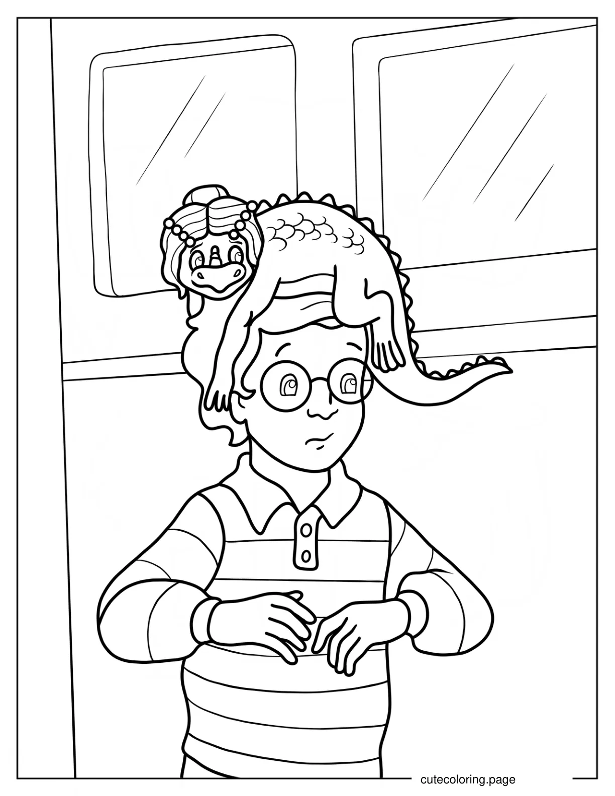 Liz Sitting On Janet Perlstein_s Head Coloring Page coloring page