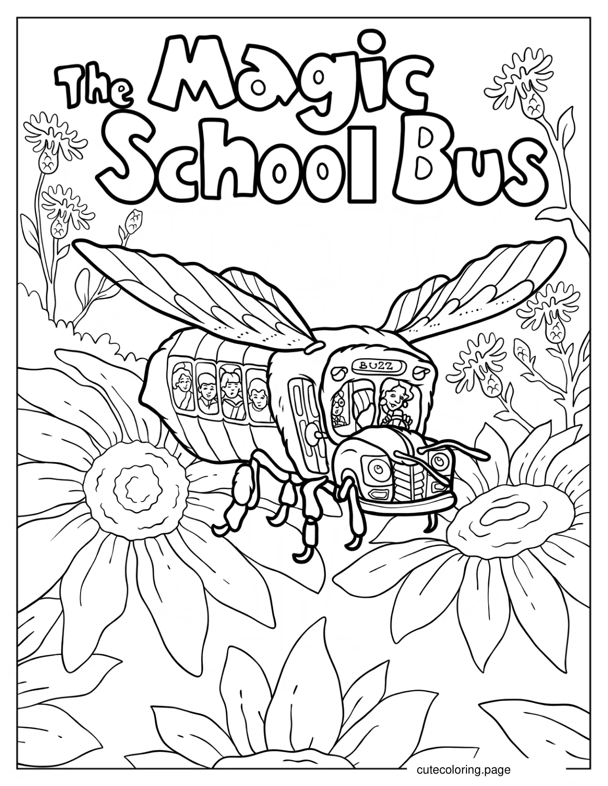 Magic School Bus As A Bee In A Garden Coloring Sheet coloring page