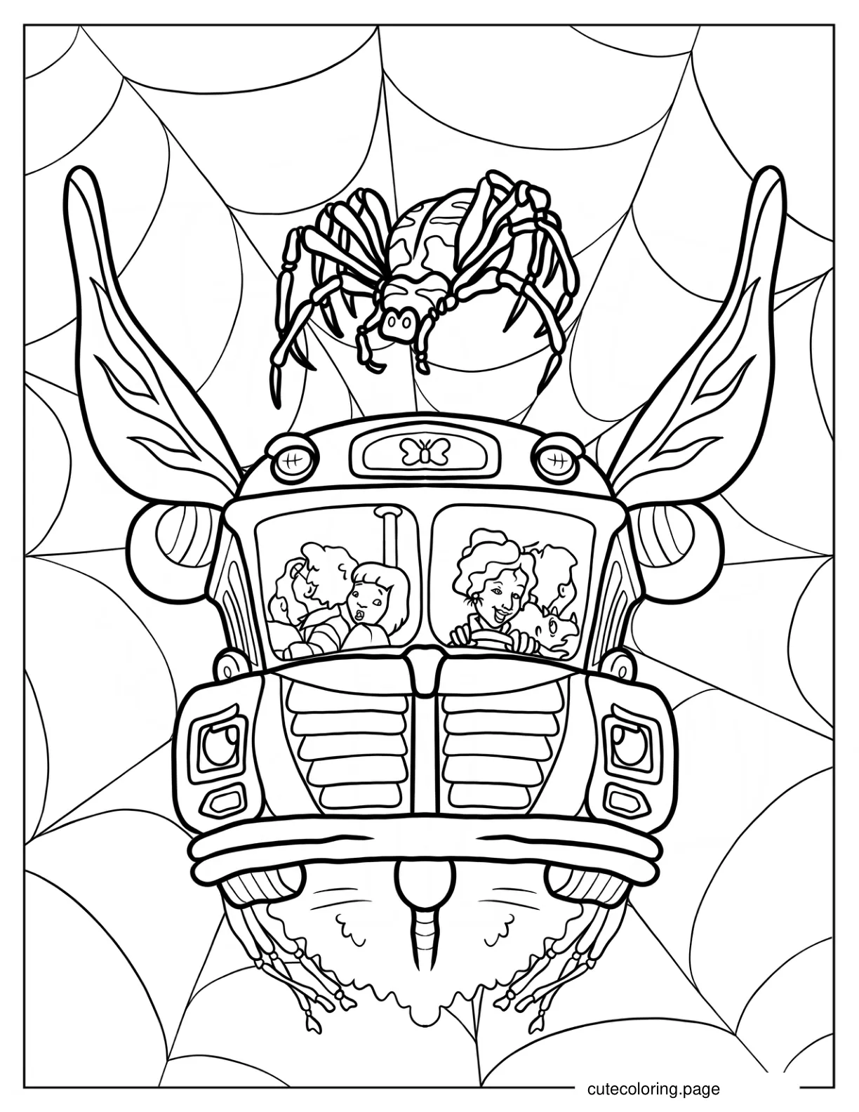 Magic School Bus Trapped In Spider_s Web Coloring Sheet coloring page