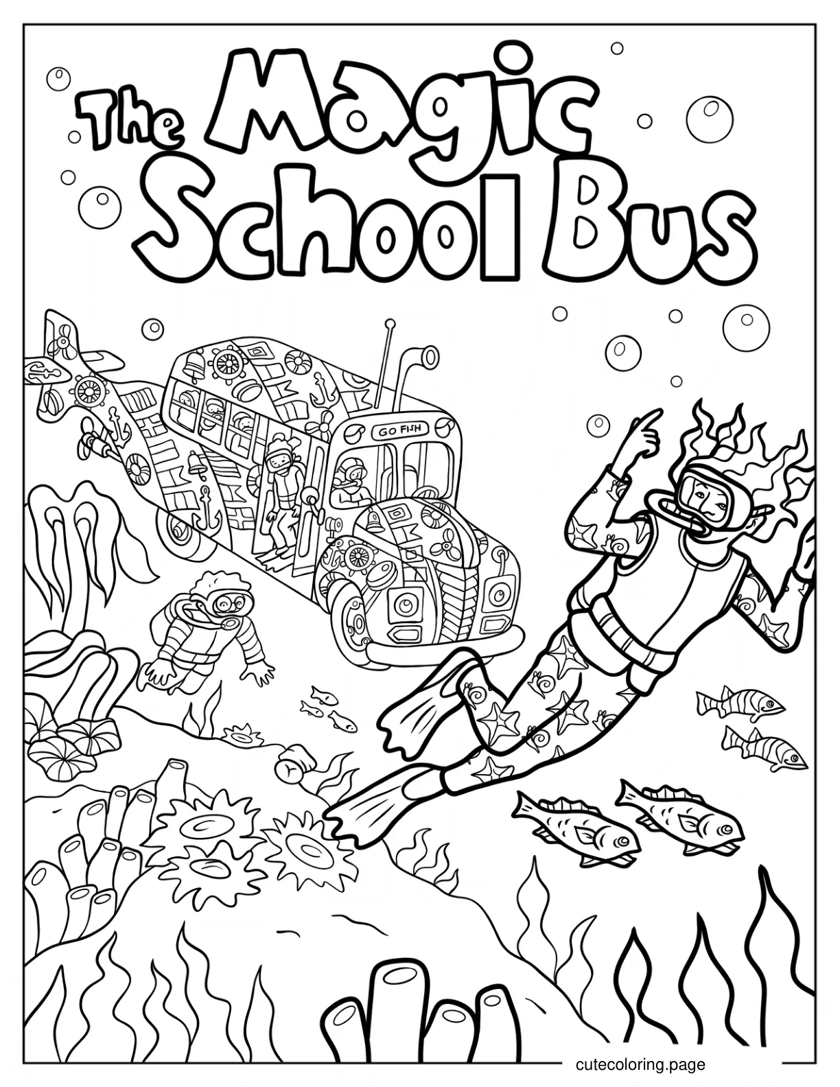 Magic School Bus Underwater Coloring Sheet coloring page