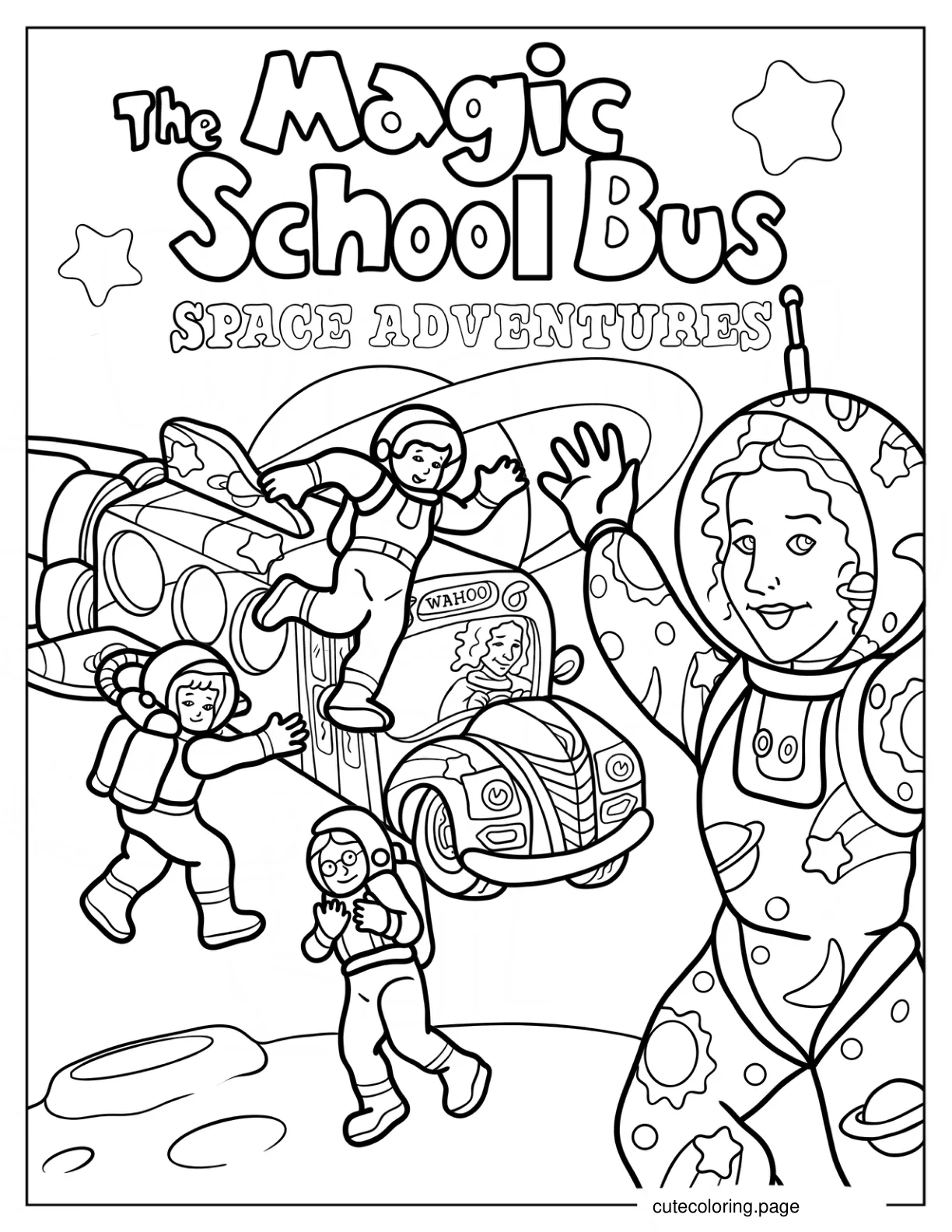 The Magic School Bus Space Adventure Coloring Sheet For Kids coloring page