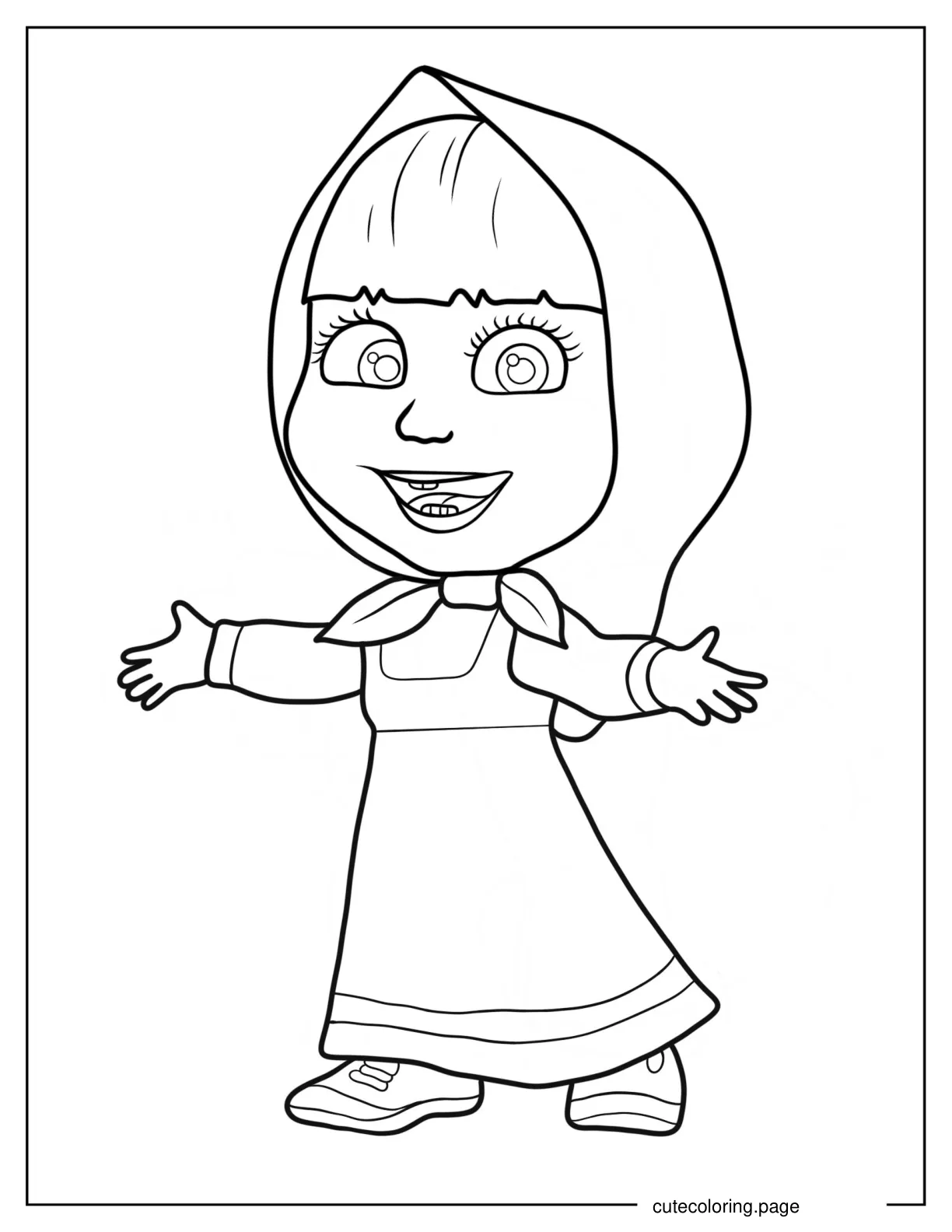 Cute Masha With Arms Open Coloring Page For Kids 1 coloring page