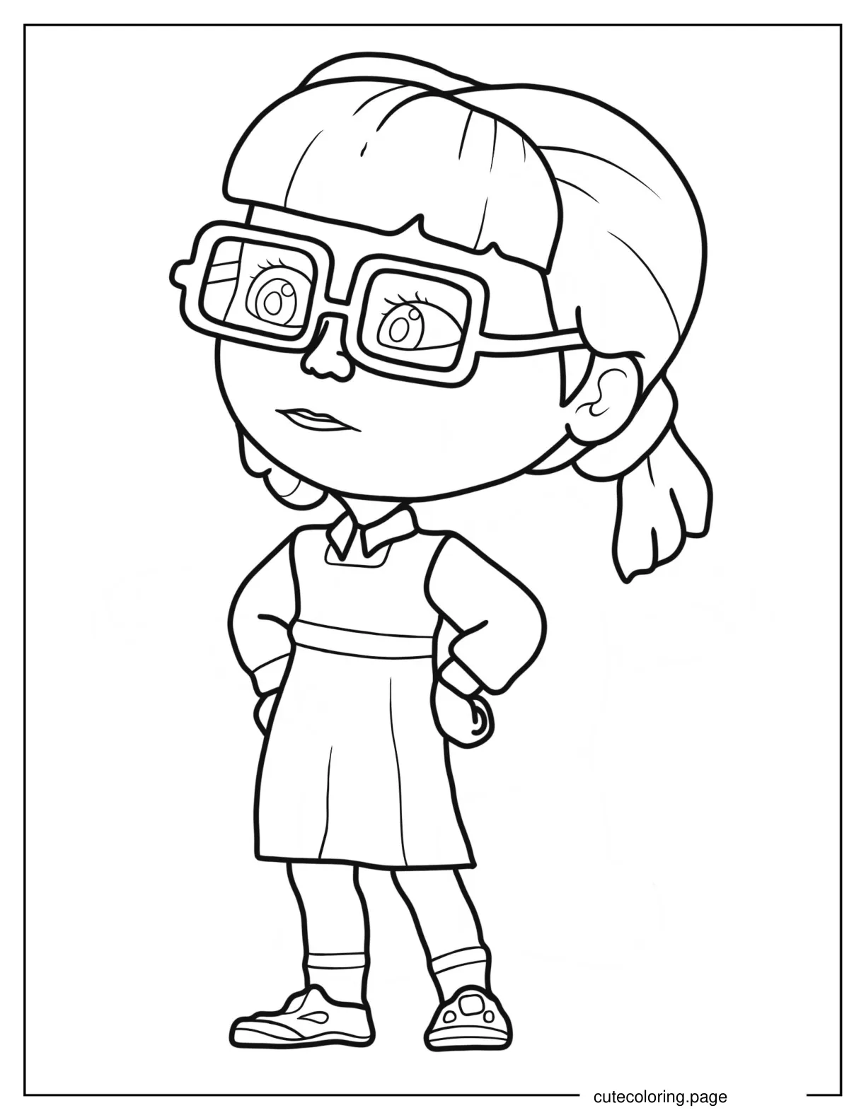 Dasha In Pigtails Eyeglasses And School Dress Coloring Page 1 coloring page