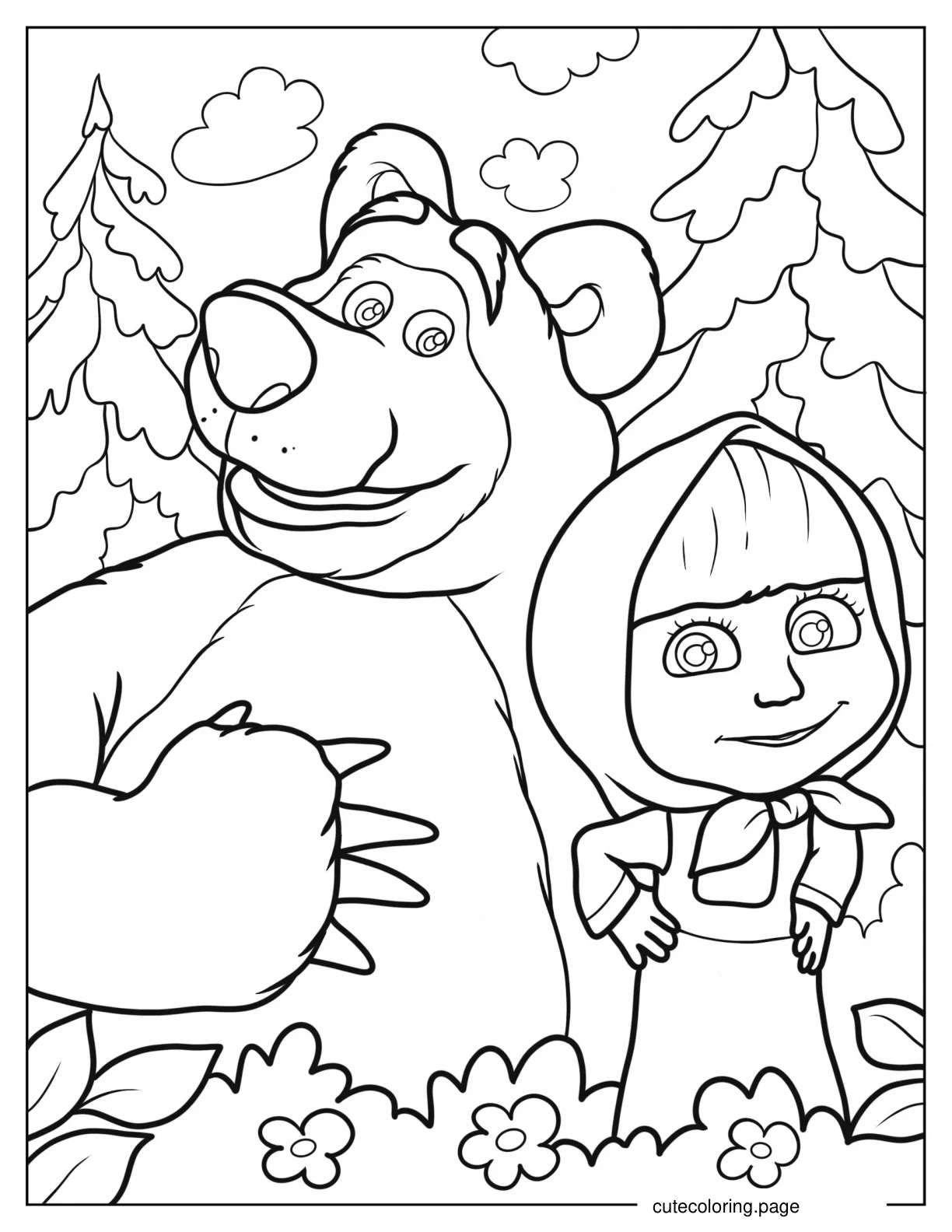 Easy Masha And The Bear Coloring Page 1 coloring page