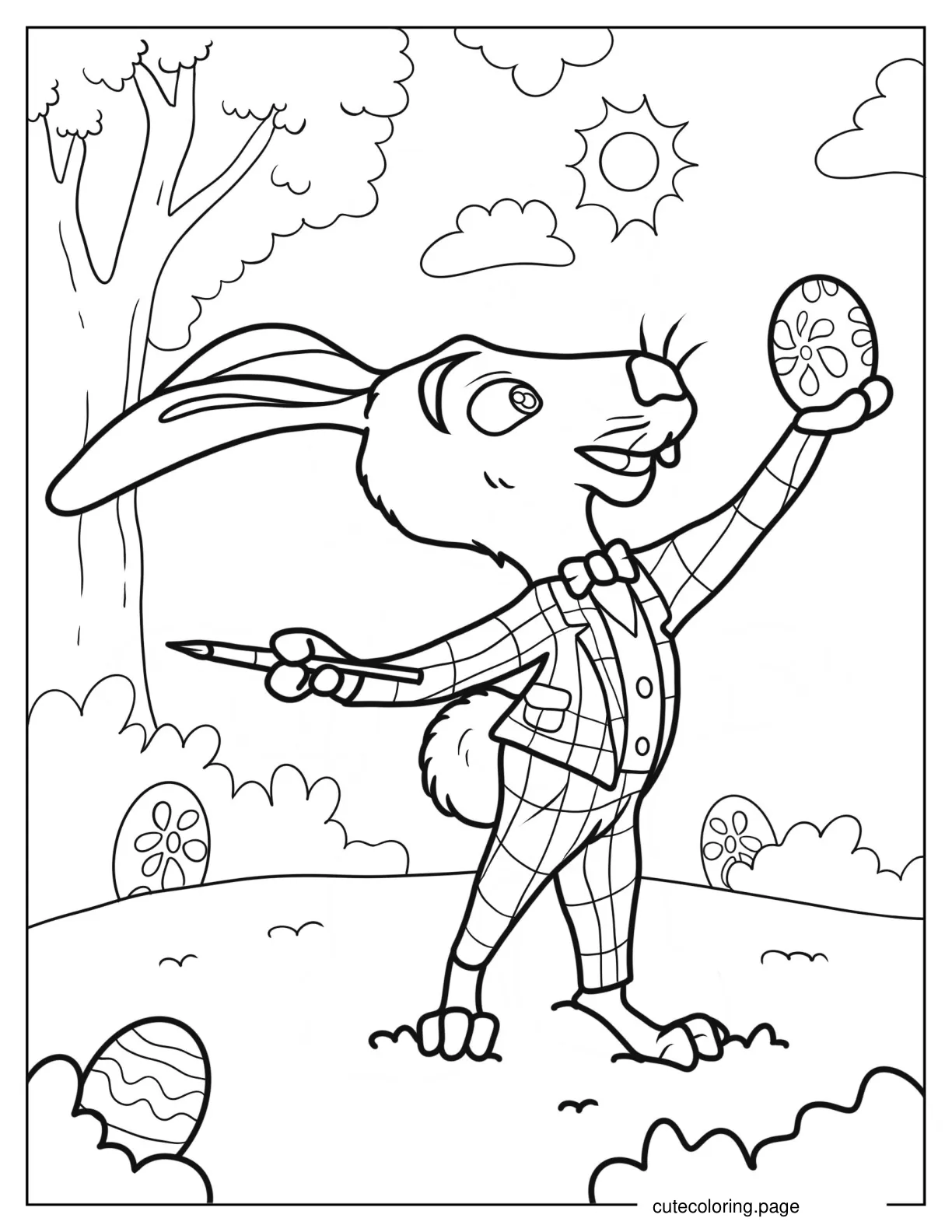 Hear Holding Up Easter Egg 1 coloring page