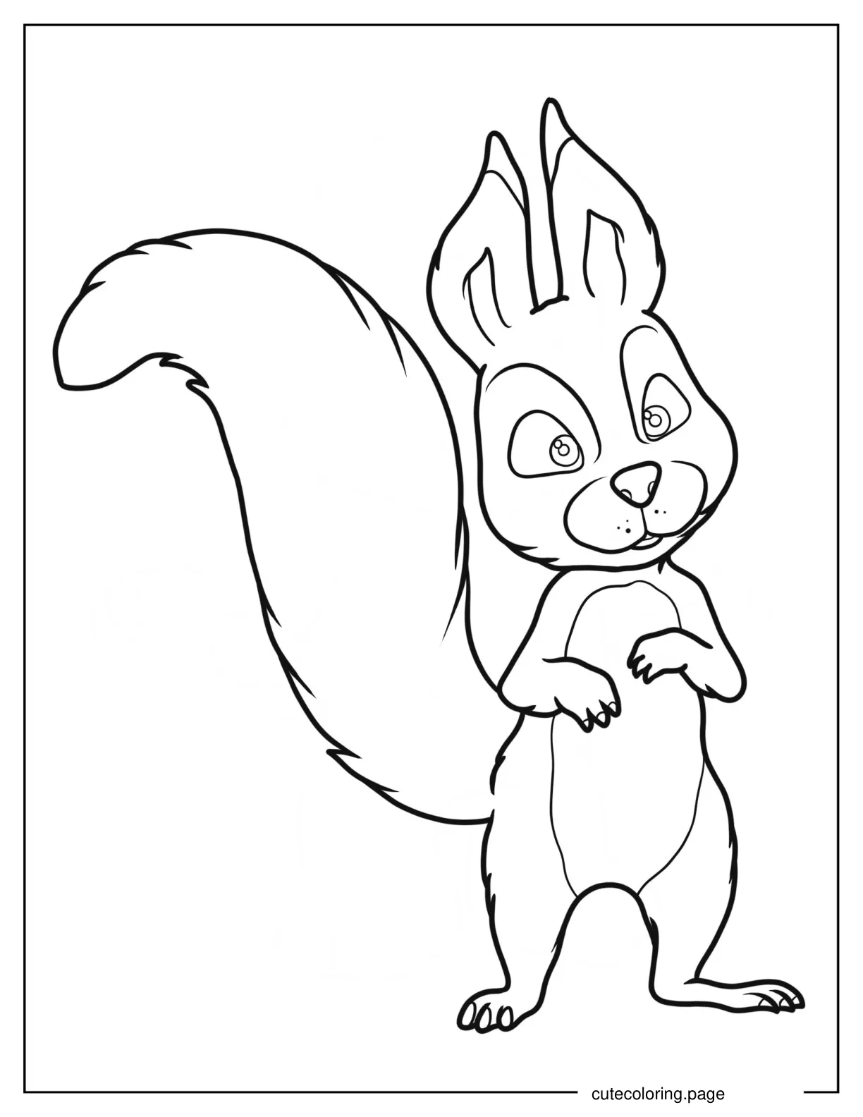 Masha And The Bear Squirrel Coloring Sheet For Preschoolers 1 coloring page