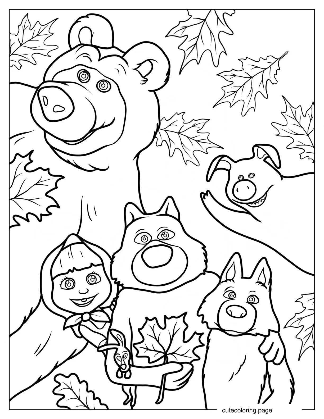 Masha Bear Silly Sly And Rosie Coloring Page 1 coloring page