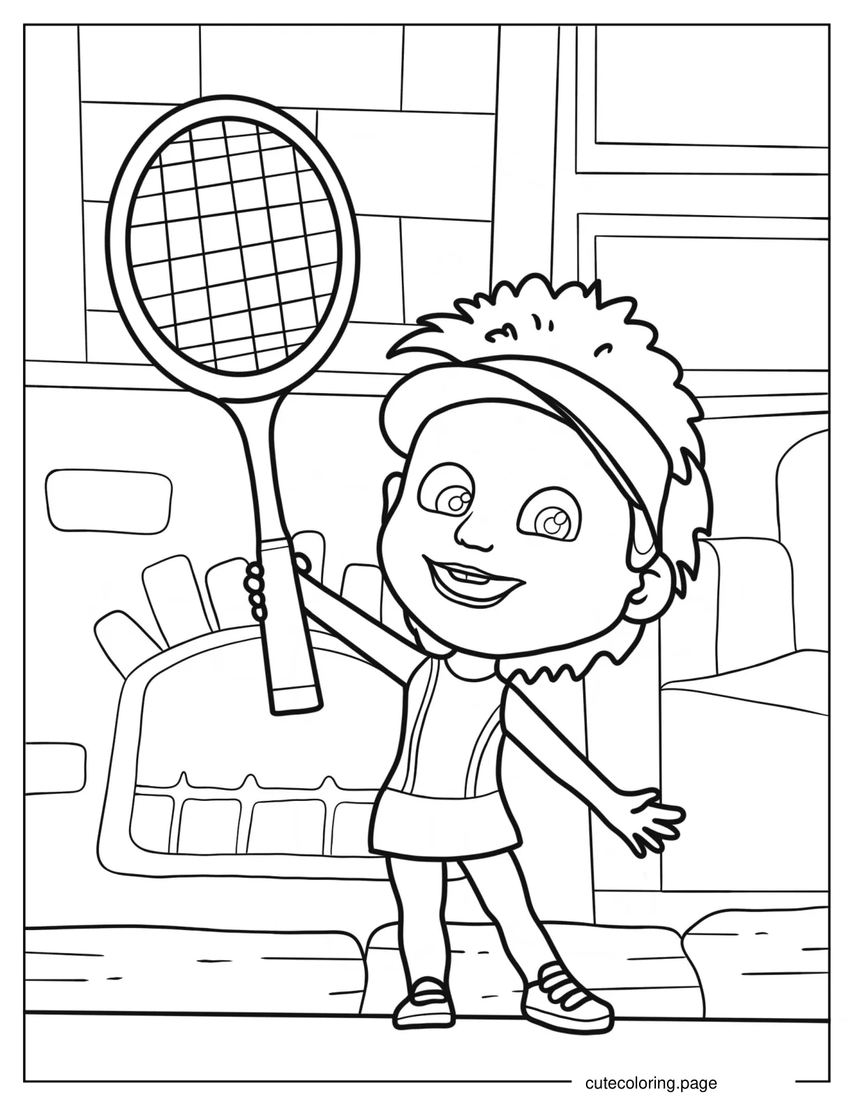 Masha In Tennis Outfit Coloring Page For Kids 1 coloring page