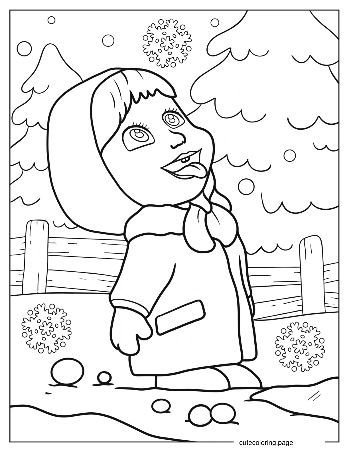 Masha Sticking Her Tongue Out At The Sky 1 coloring page