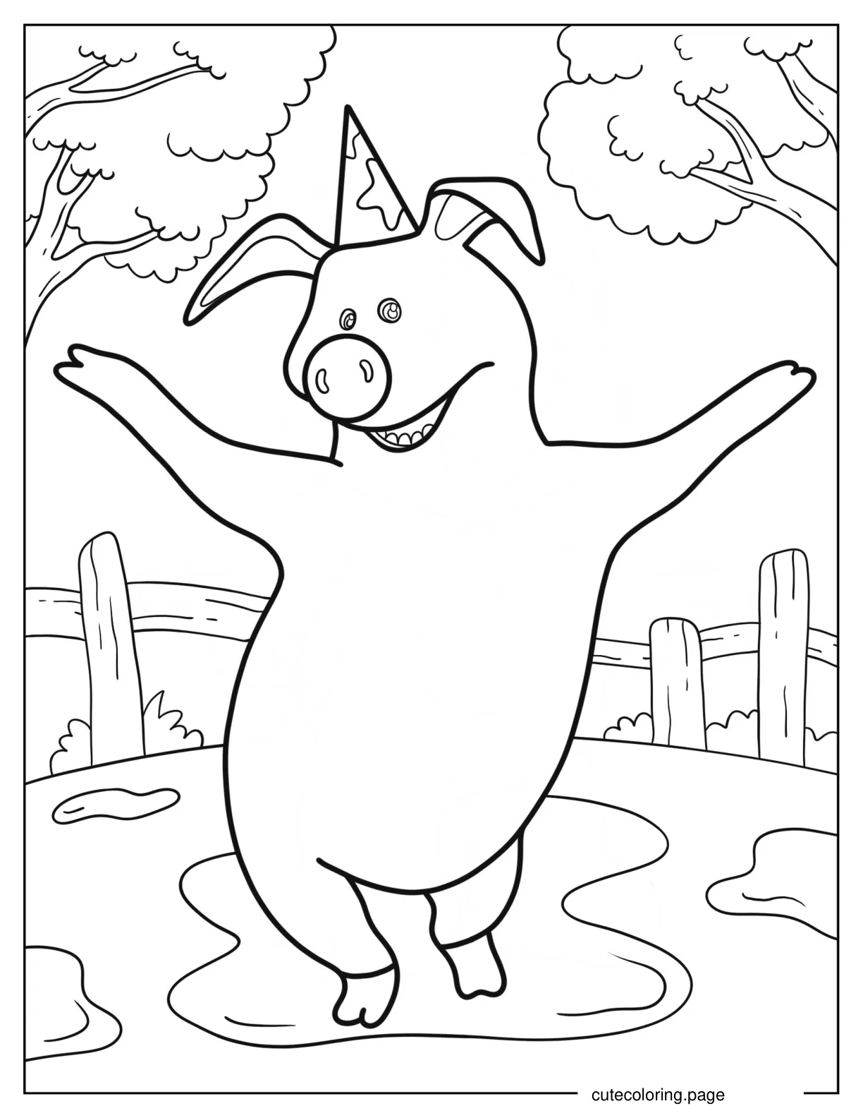 Rosie Wearing Party Hat Coloring Sheet 1 coloring page