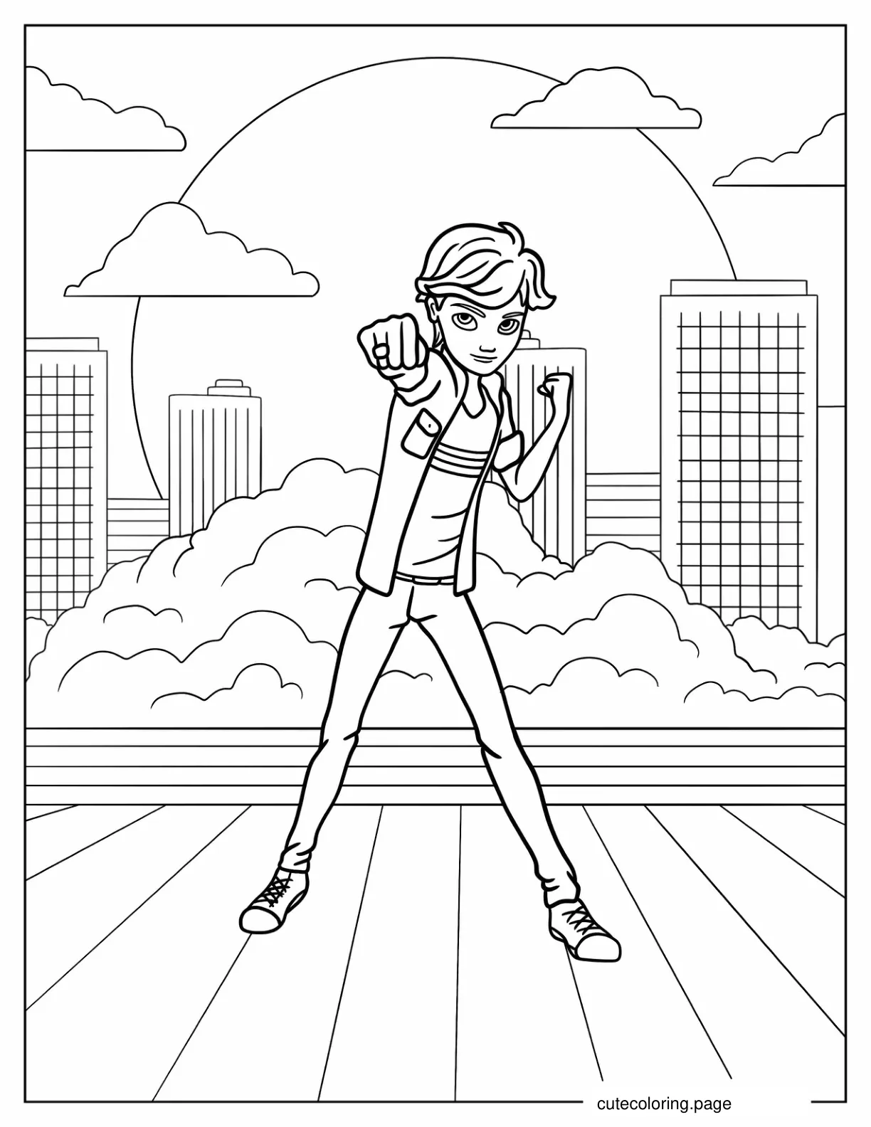 Adrien Agreste Punching The Air coloring page