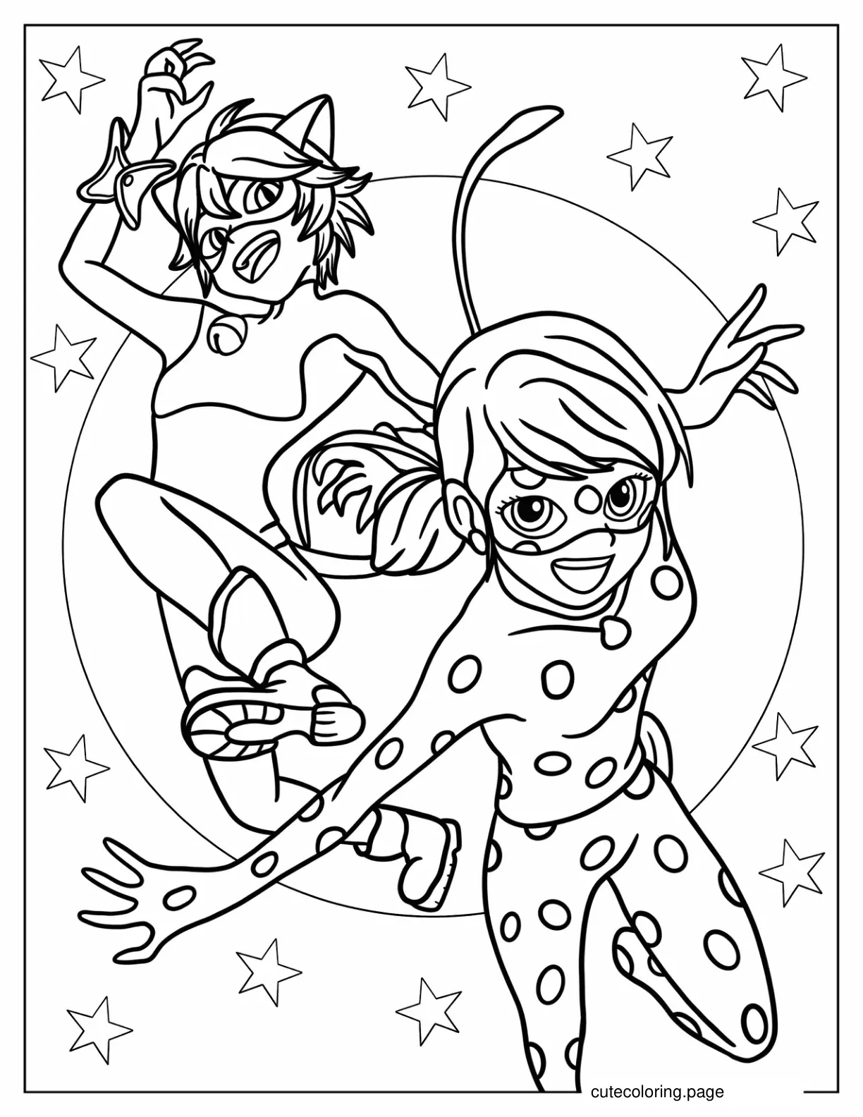 Anime Miraculous Ladybug And Cat Noir coloring page