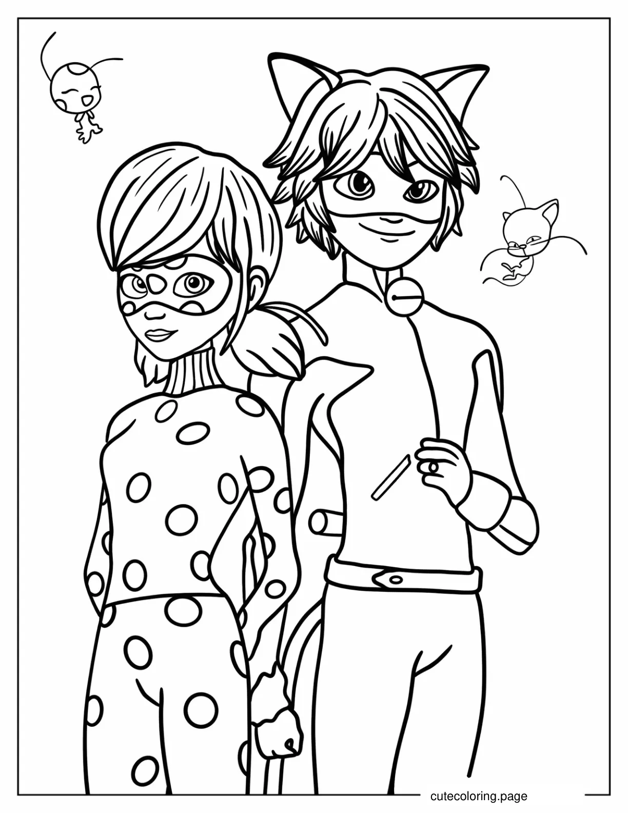 Detailed Miraculous Ladybug And Cat Noir Coloring Sheet coloring page