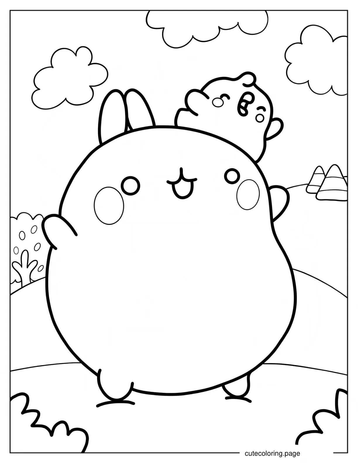 Easy Molang And Piu Piu Outline Coloring Page For Kids coloring page