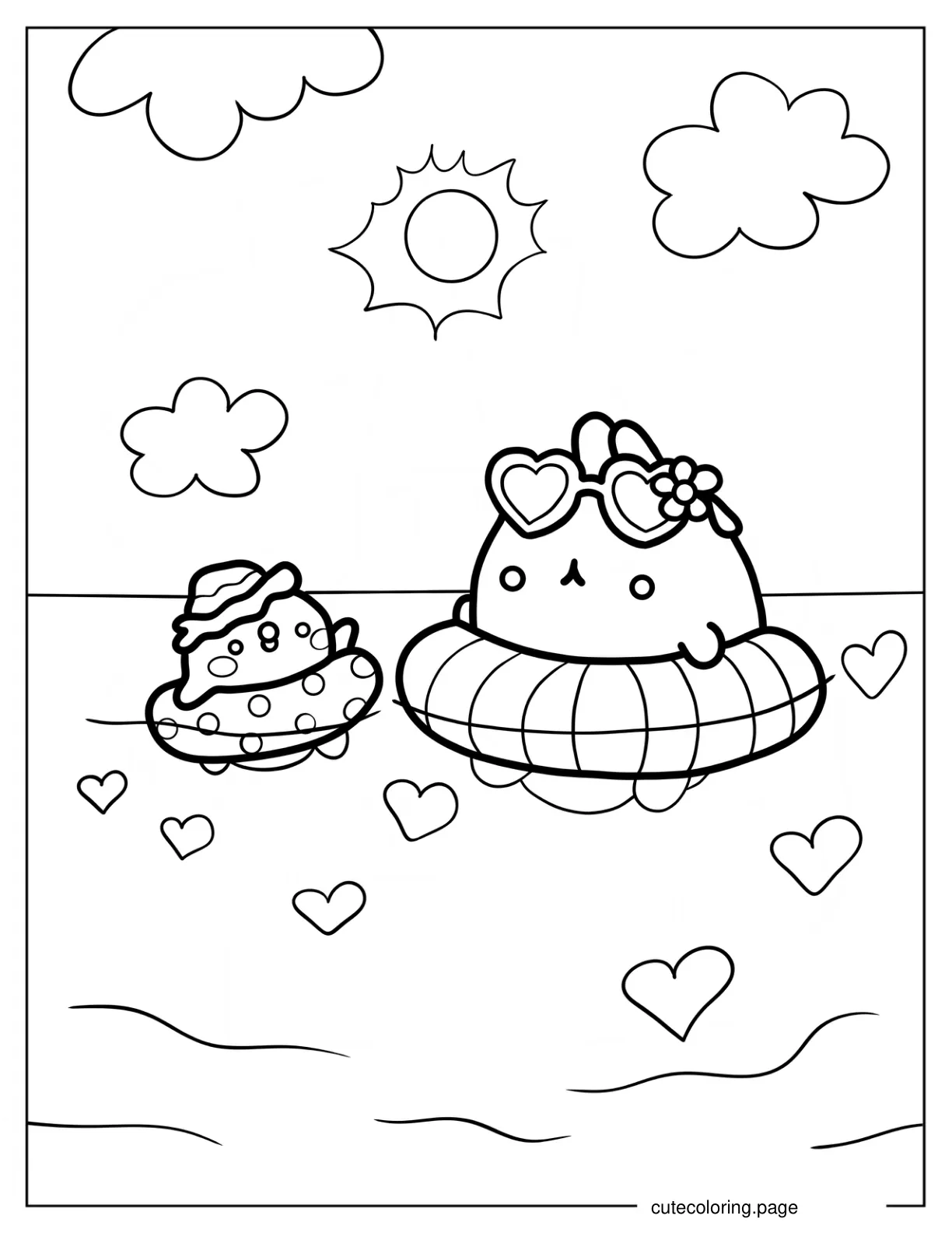 Molang And Piu Piu Swimming Coloring Page coloring page