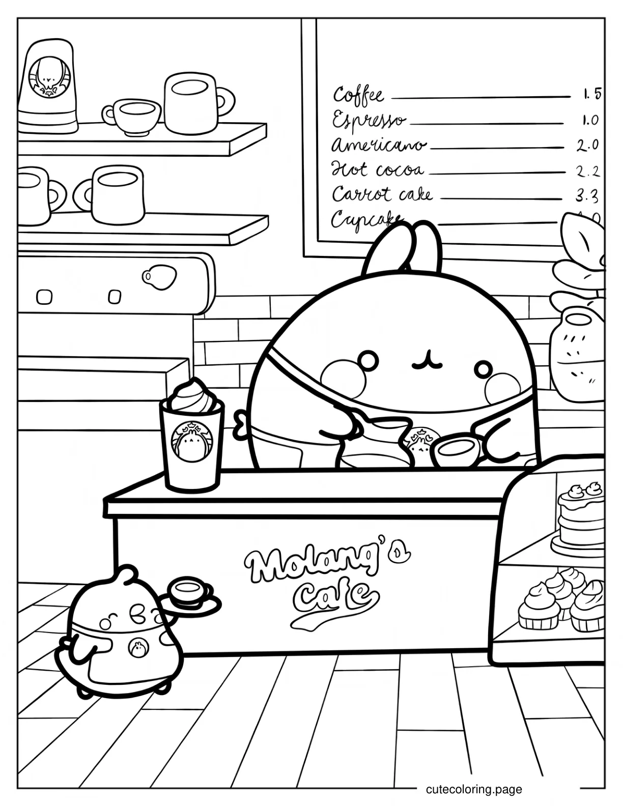 Molang_s Cafe With Piu Piu Coloring Sheet coloring page