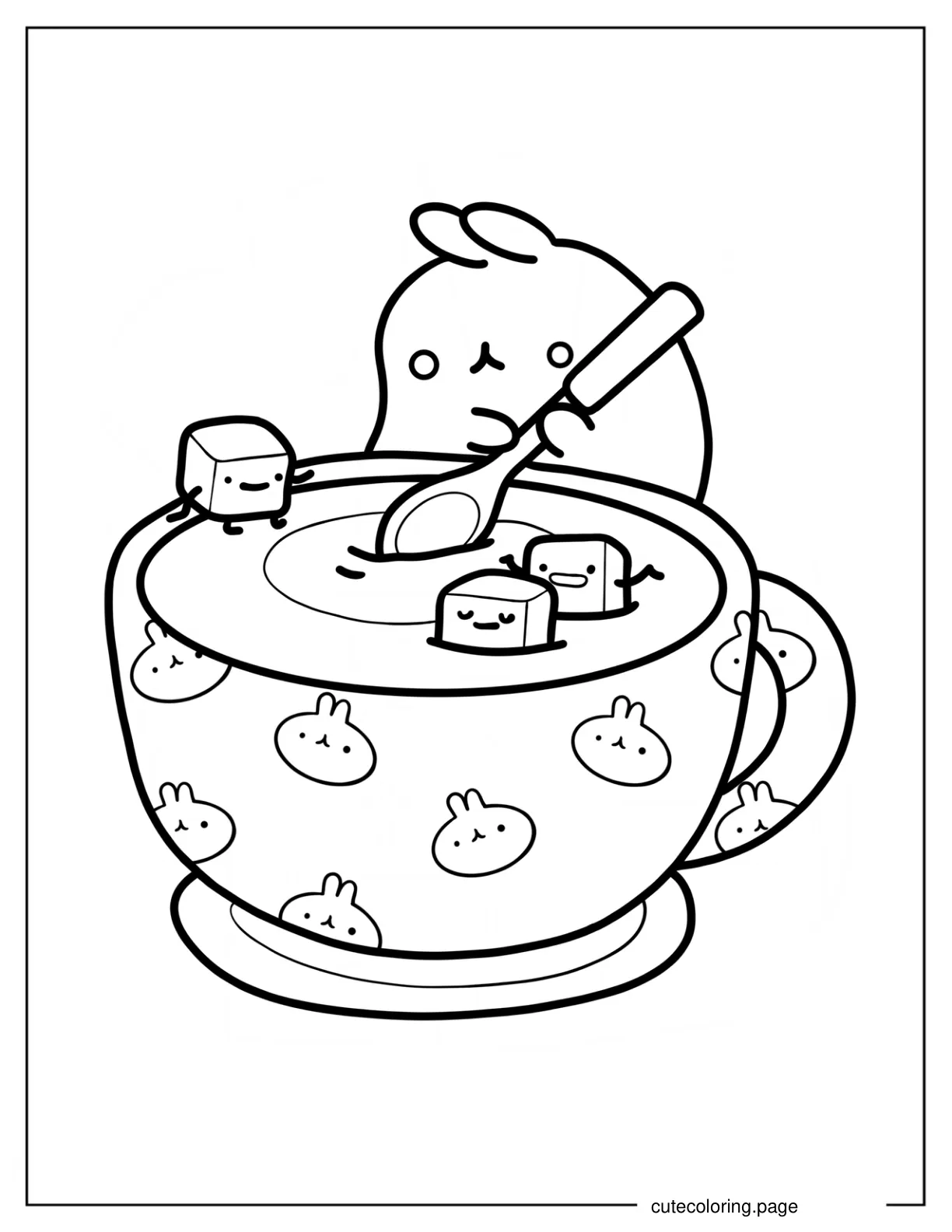 Simple Molang Mixing Hot Chocolate Coloring Page coloring page