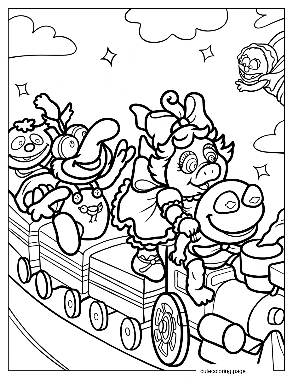 Baby Muppets Riding The Train Coloring Sheet coloring page