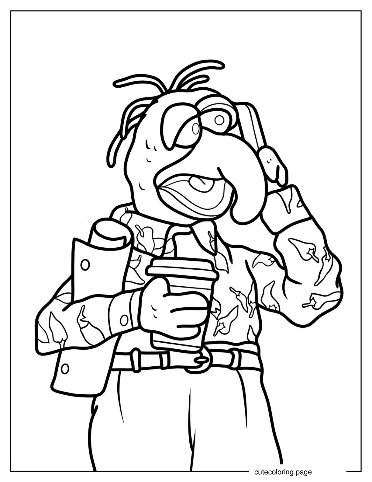 Confused Gonzo Holding Cup Of Coffee coloring page