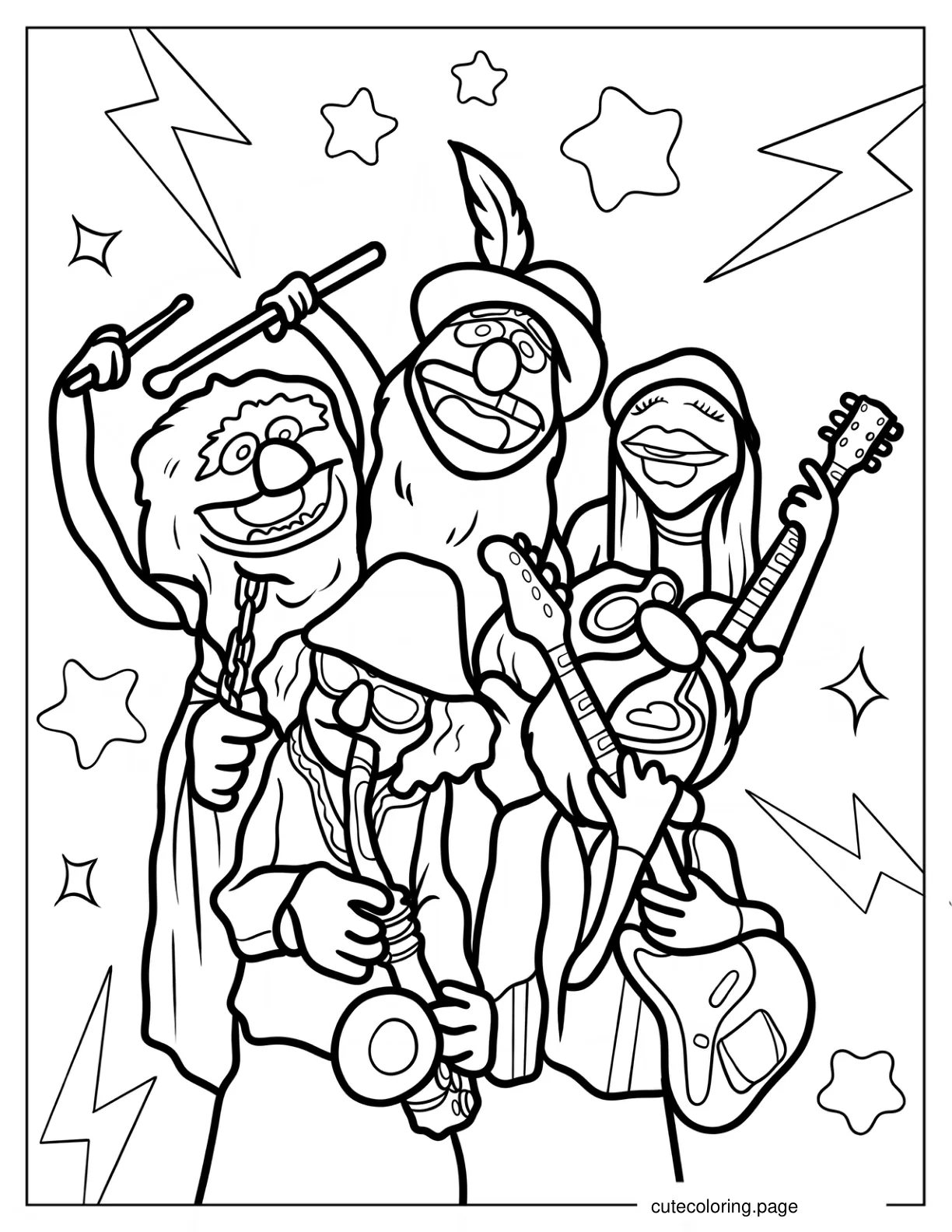 Muppets Playing Musical Instruments Coloring Page coloring page