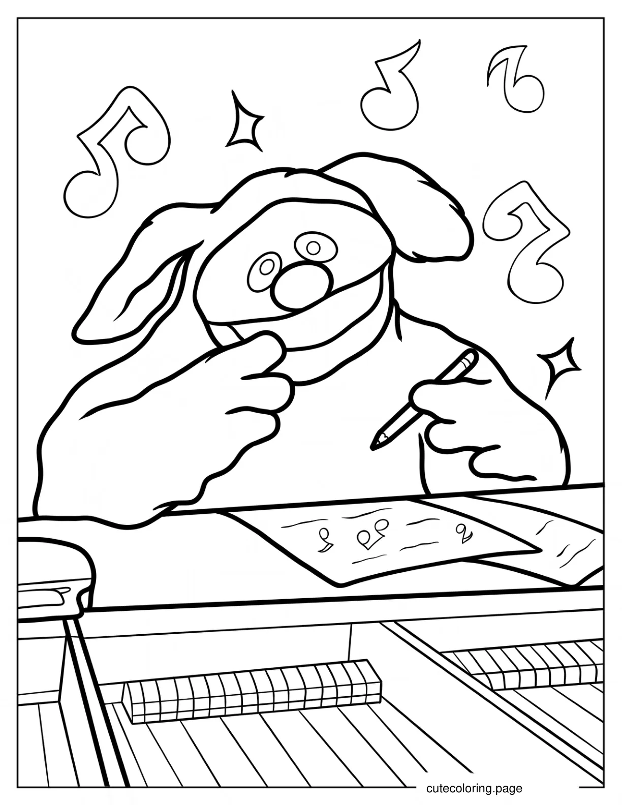 Rowlf The Dog Writing Music Coloring Sheet For Kids coloring page