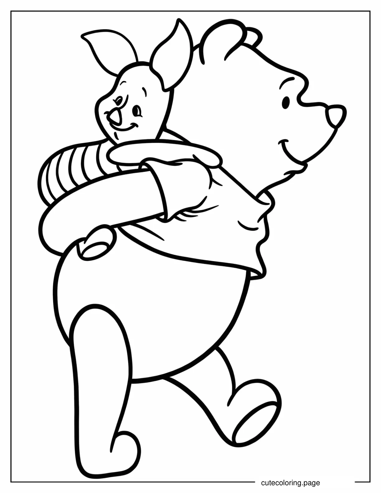 Piglet Riding On Winnie The Pooh_s Back coloring page